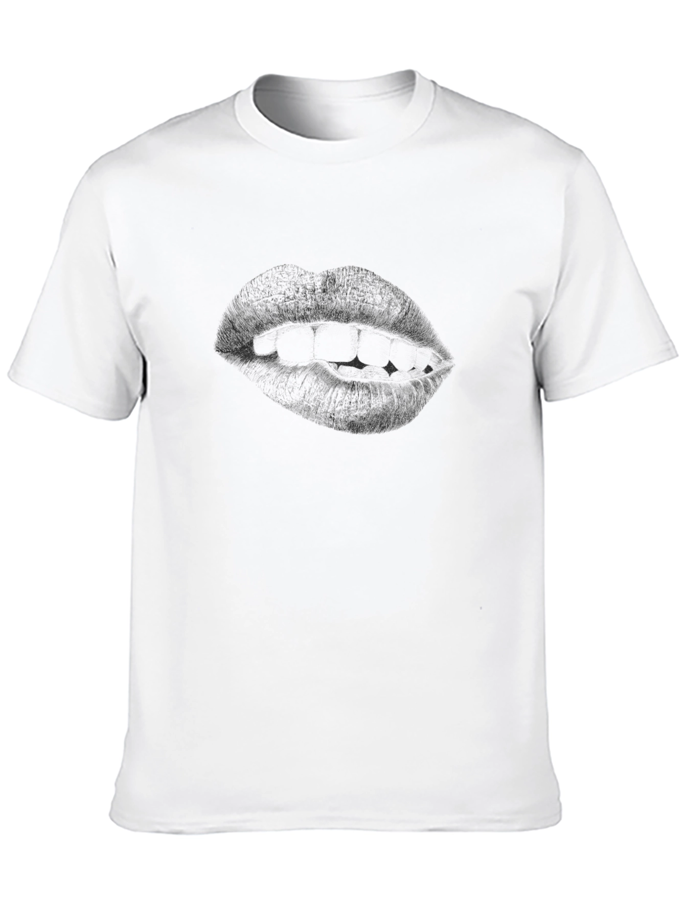 Mens Black Graphic Tee - Lips Design
