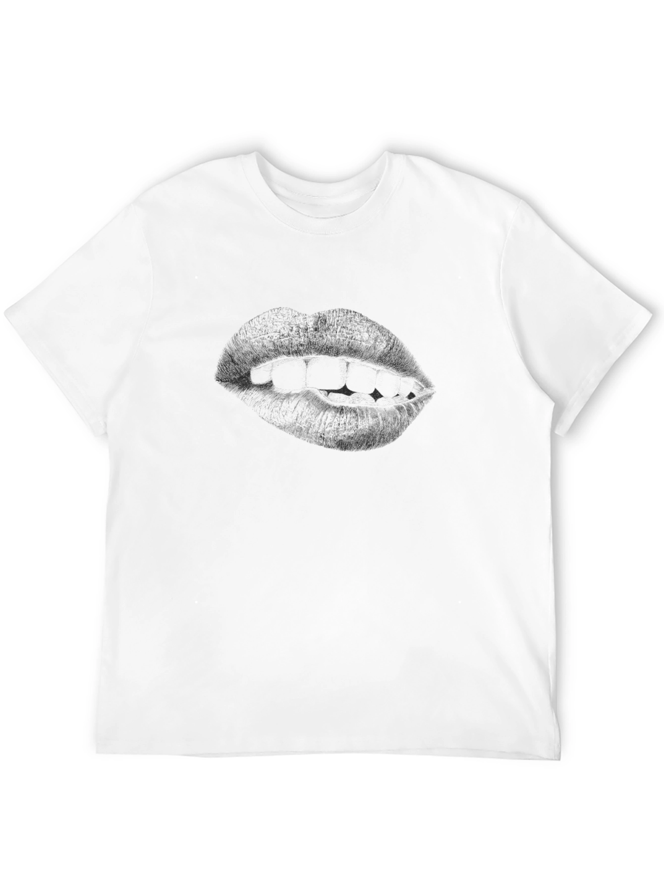 Mens Black Graphic Tee - Lips Design