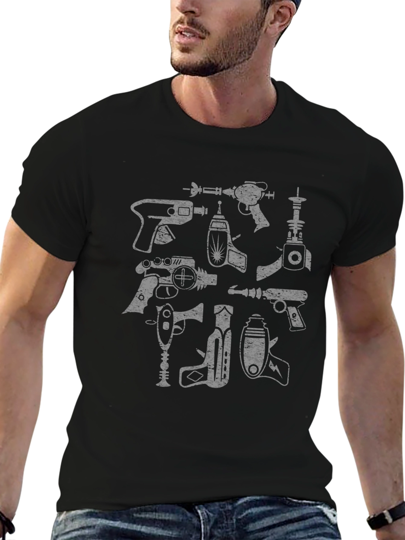Retro Ray Guns Graphic Tee - Sci-Fi Cool