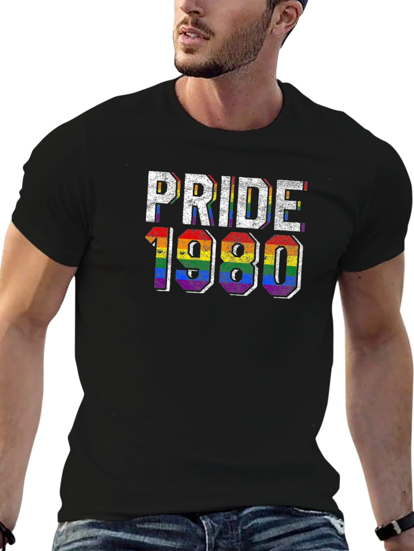 Pride 1980 LGBTQ Rainbow Graphic T-Shirt