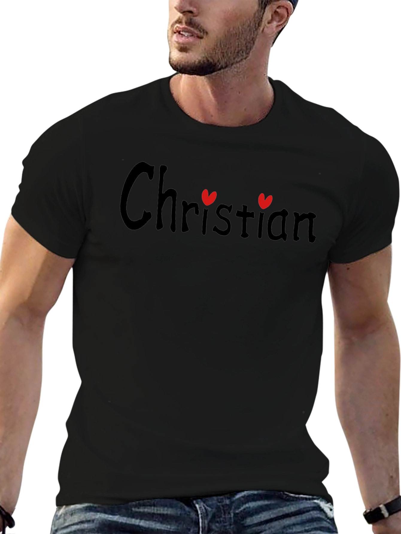 Christian Love Heart Graphic Tee - Black