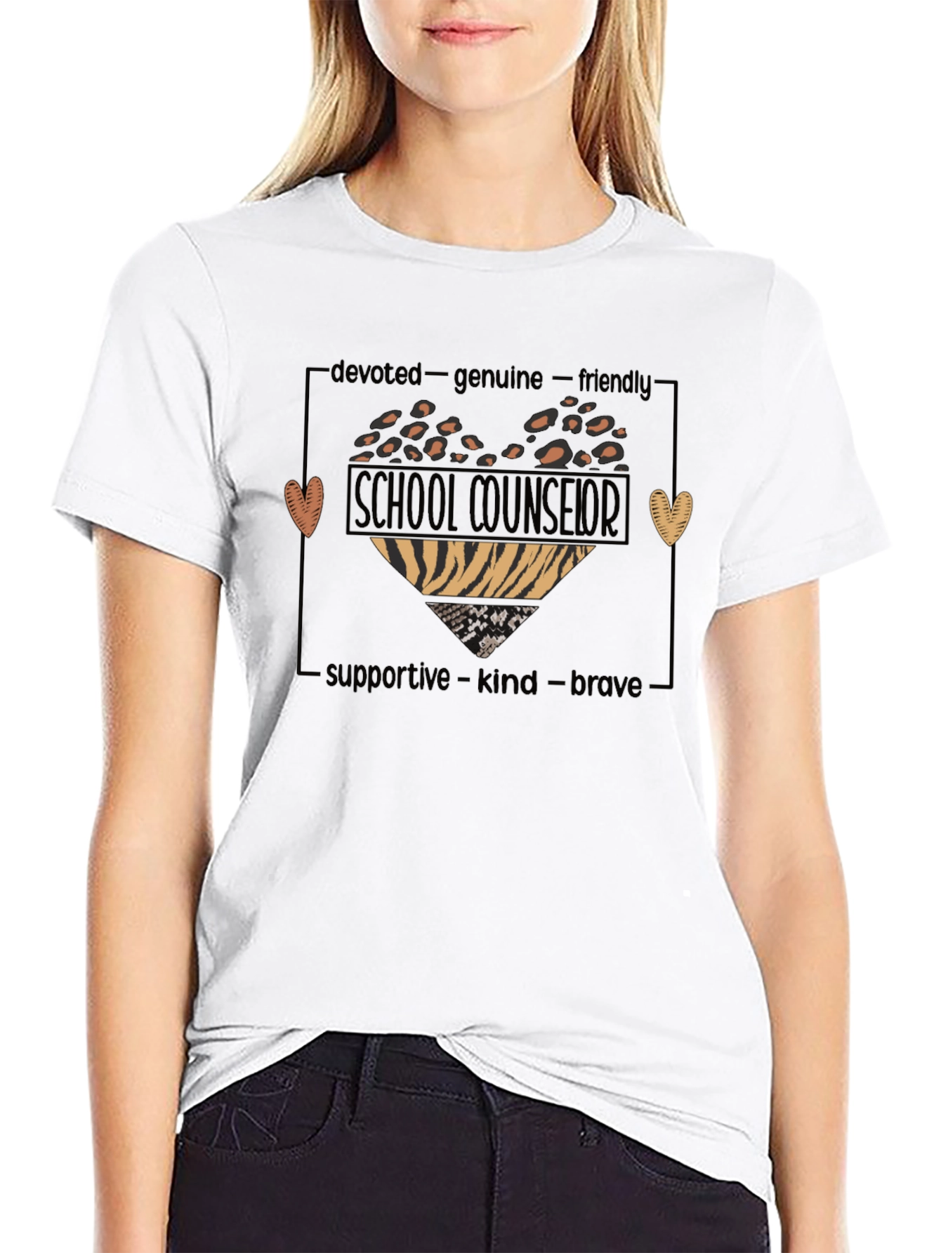 School Counselor Heart T-Shirt - Devoted Genuine