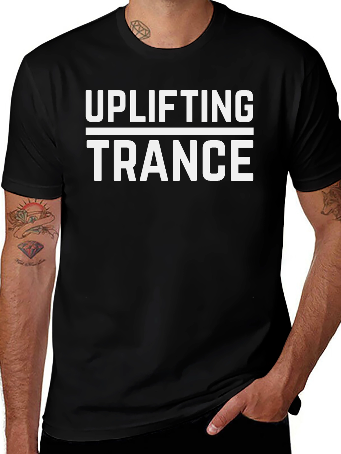 Uplifting Trance Graphic Tee - Black Cotton T-Shirt