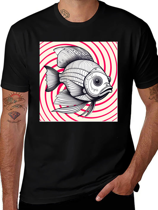 Hypnotic Fish Graphic Tee - Black Cotton Blend