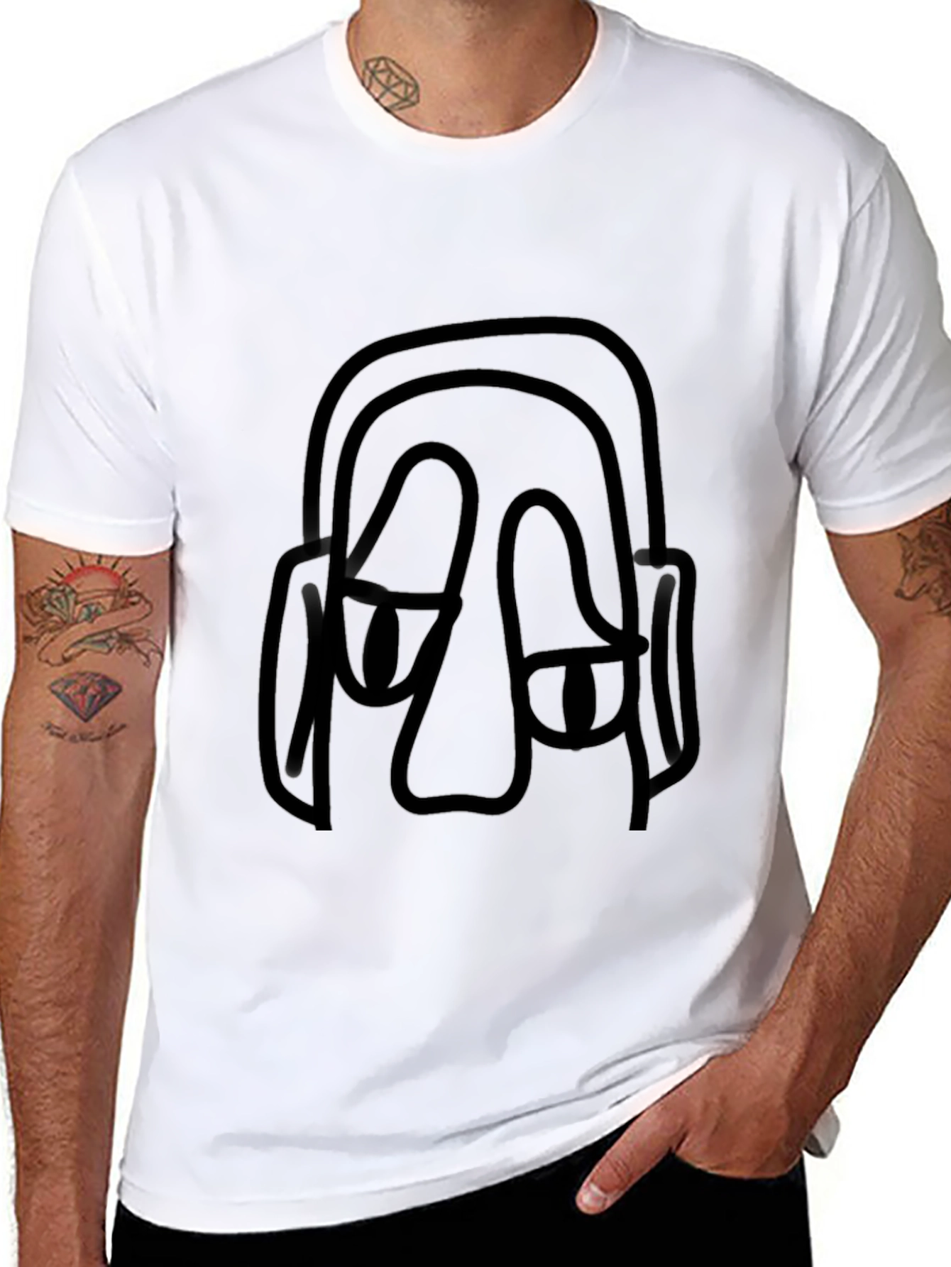 Abstract Face Black T-Shirt