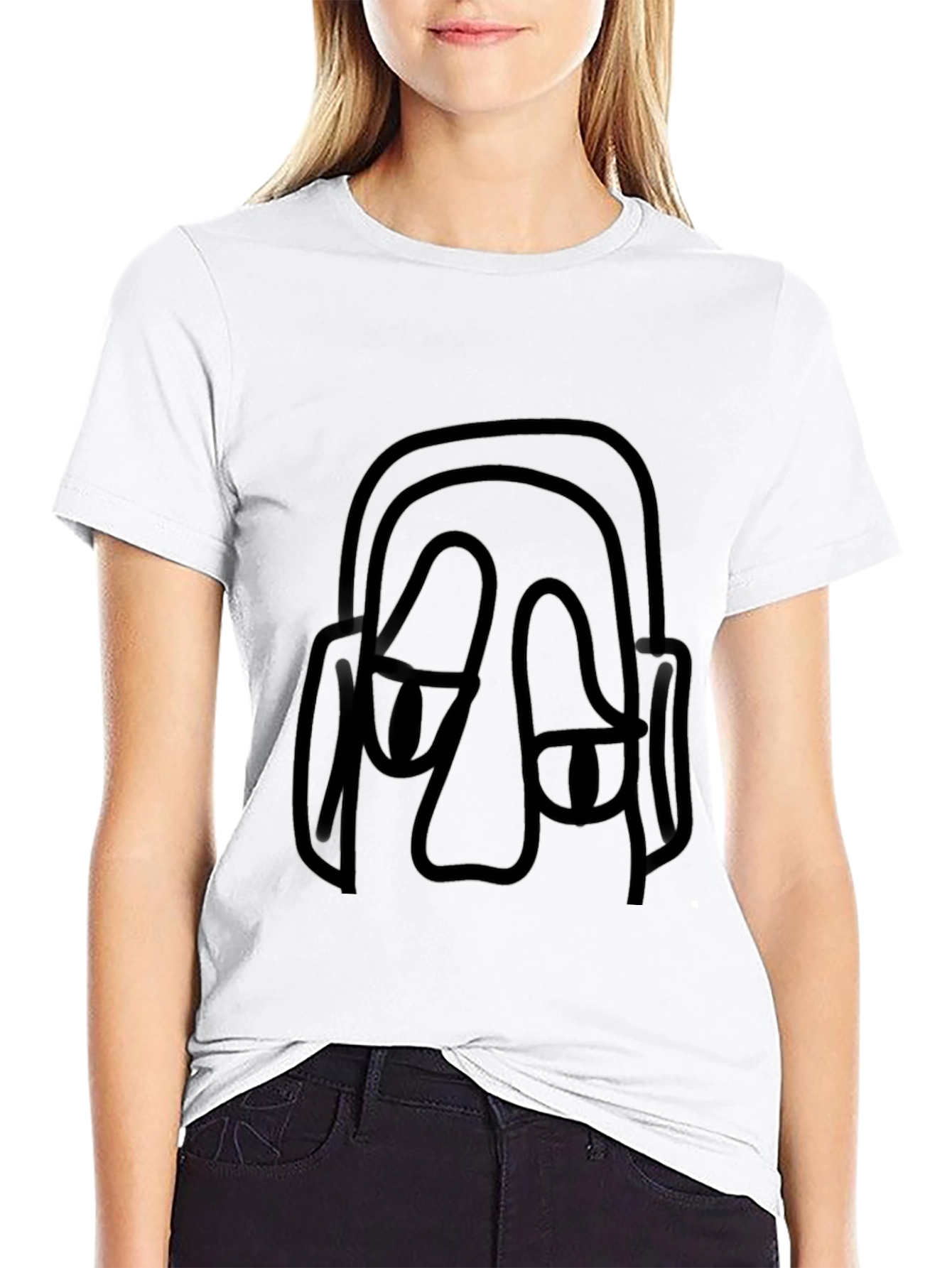 Abstract Face Black T-Shirt