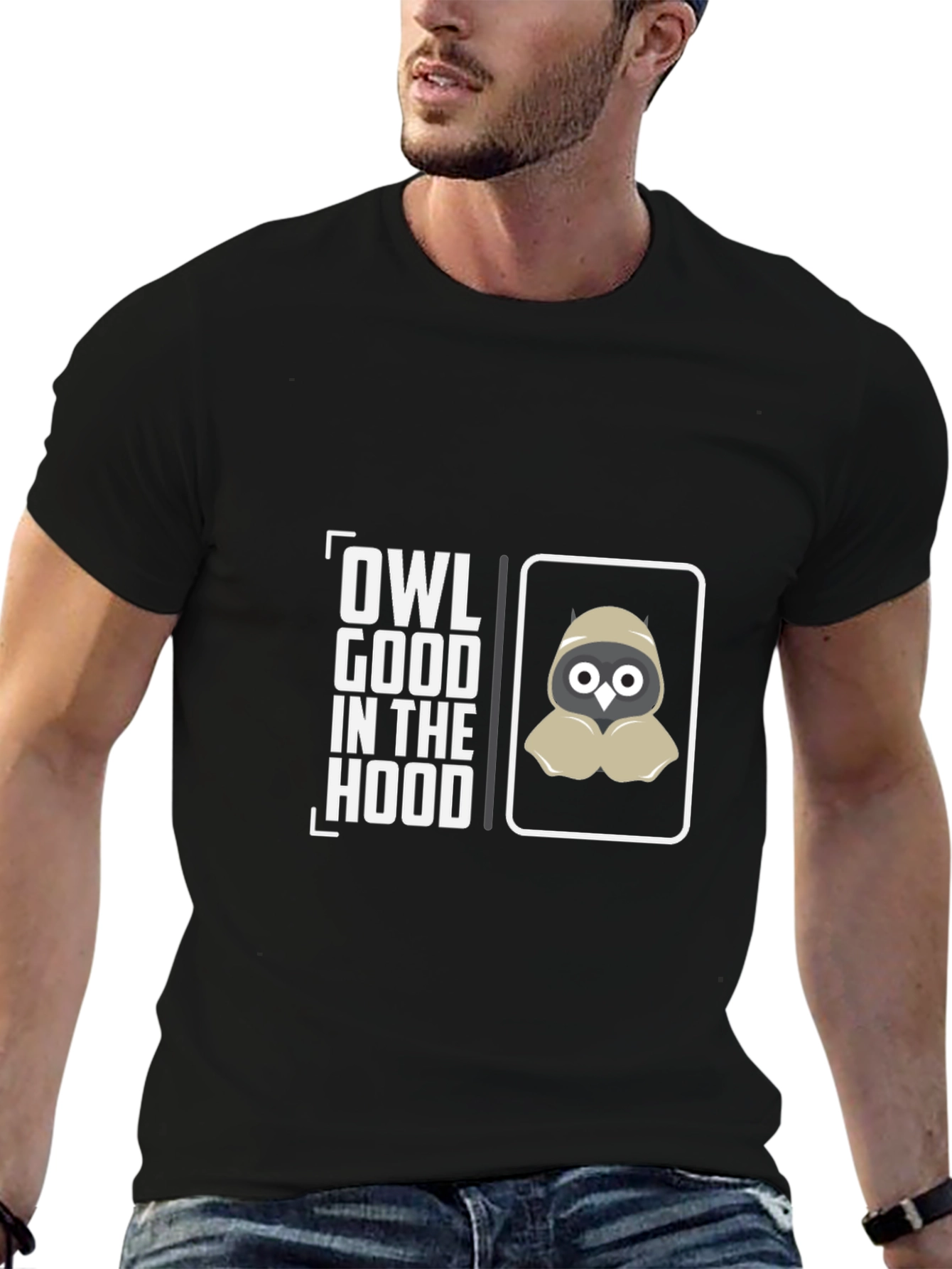 Owl Good in the Hood Black Graphic T-Shirt
