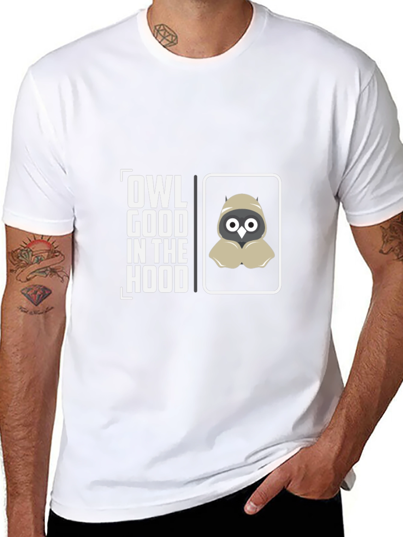 Owl Good in the Hood Black Graphic T-Shirt