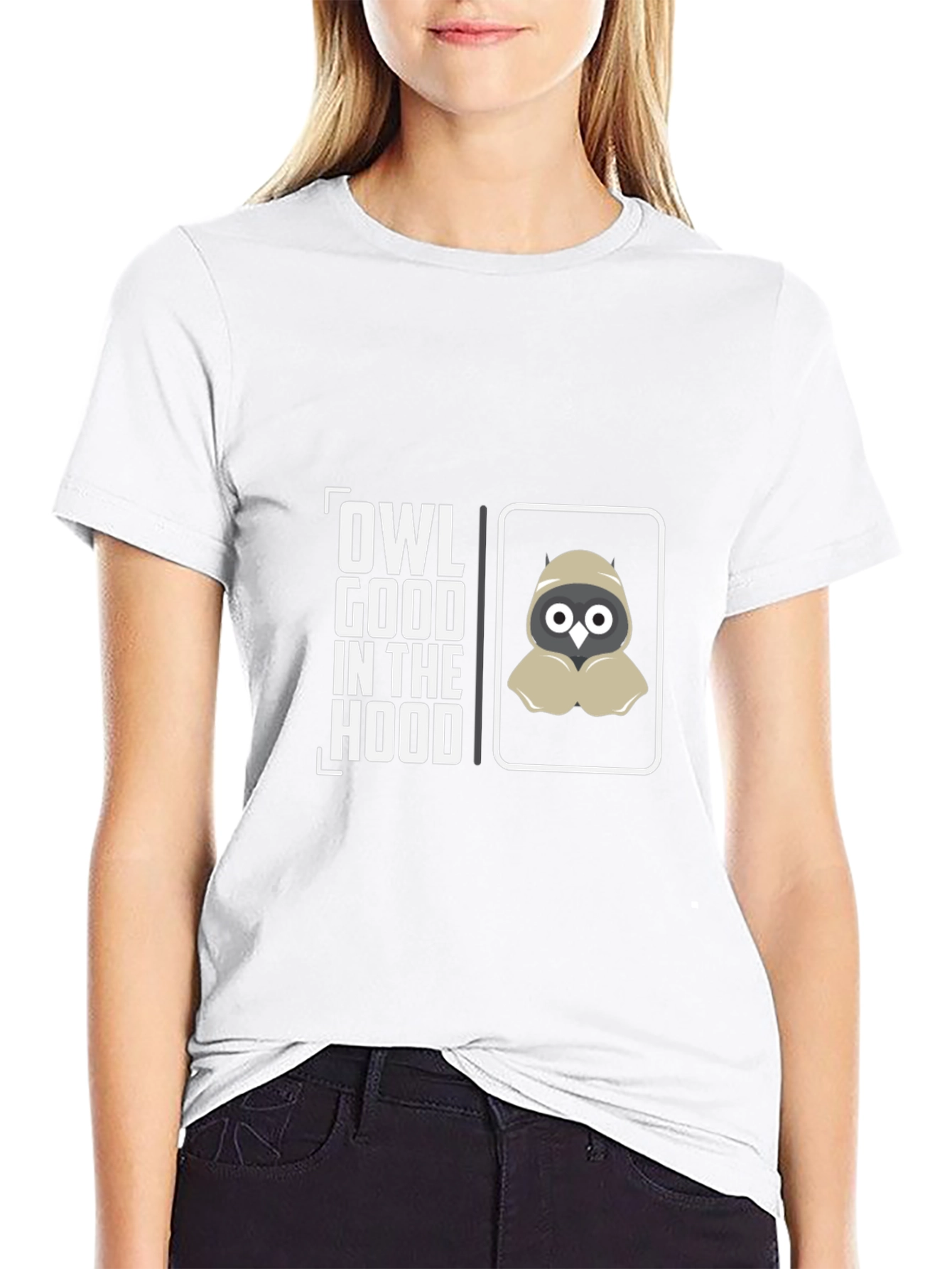 Owl Good in the Hood Black Graphic T-Shirt