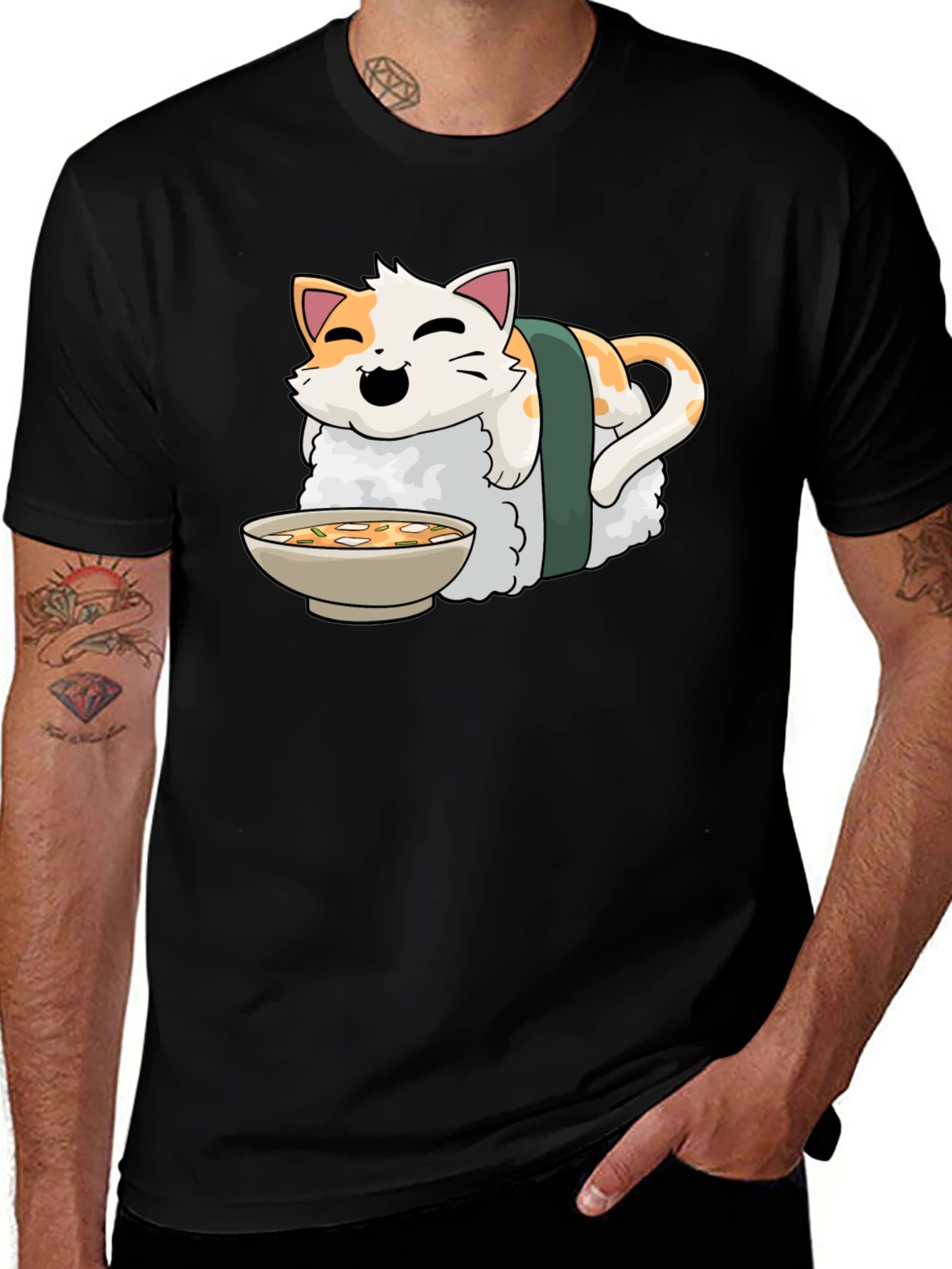 Sushi Cat Graphic T-Shirt - Cute Kawaii Style