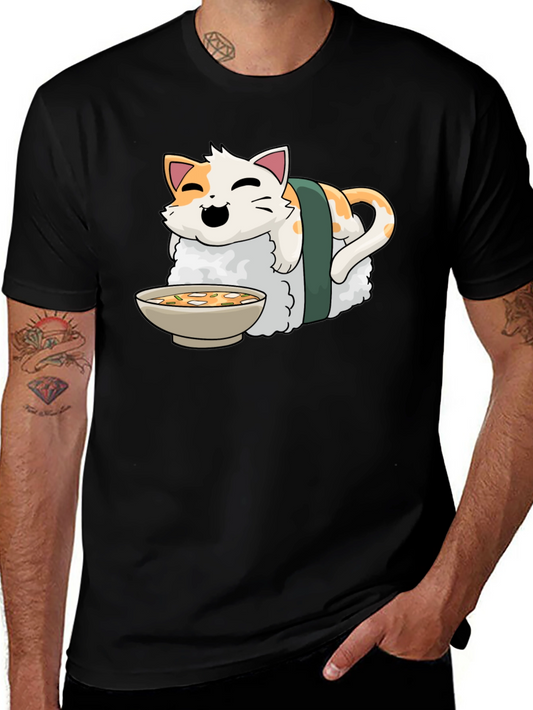 Sushi Cat Graphic T-Shirt - Cute Kawaii Style