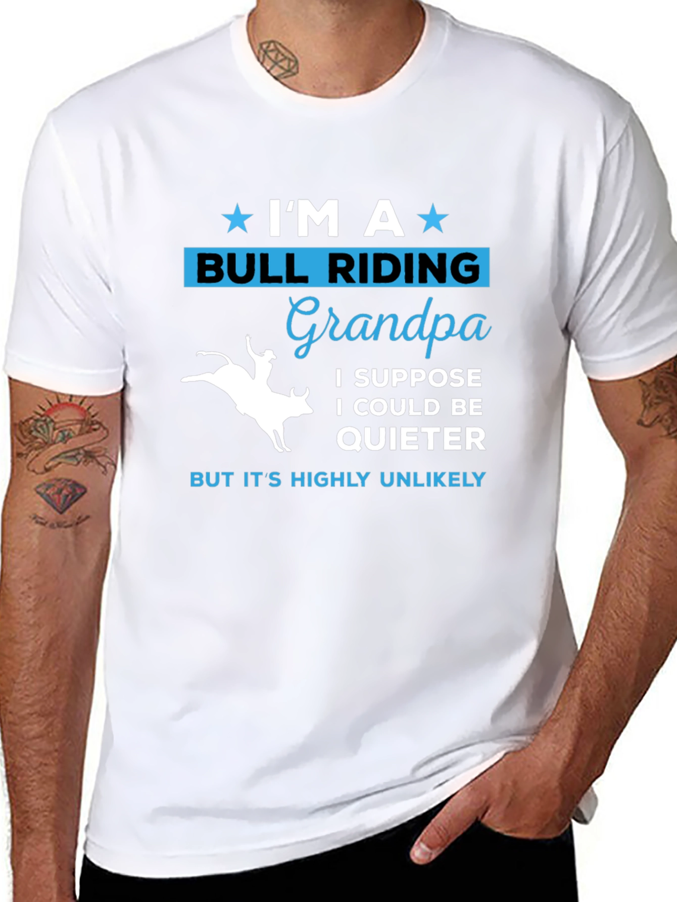 Bull Riding Grandpa T-Shirt - Quirky Graphic Tee