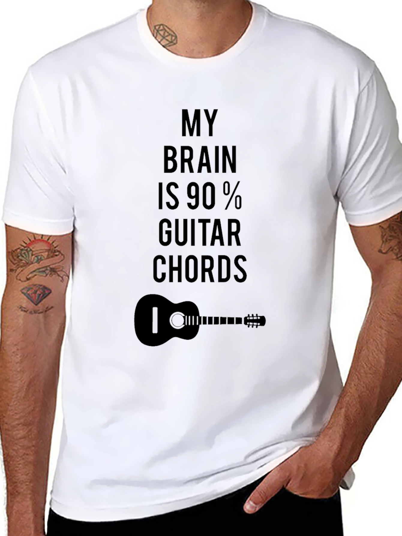 Guitar Chord Brain T-Shirt - Musician Novelty Tee