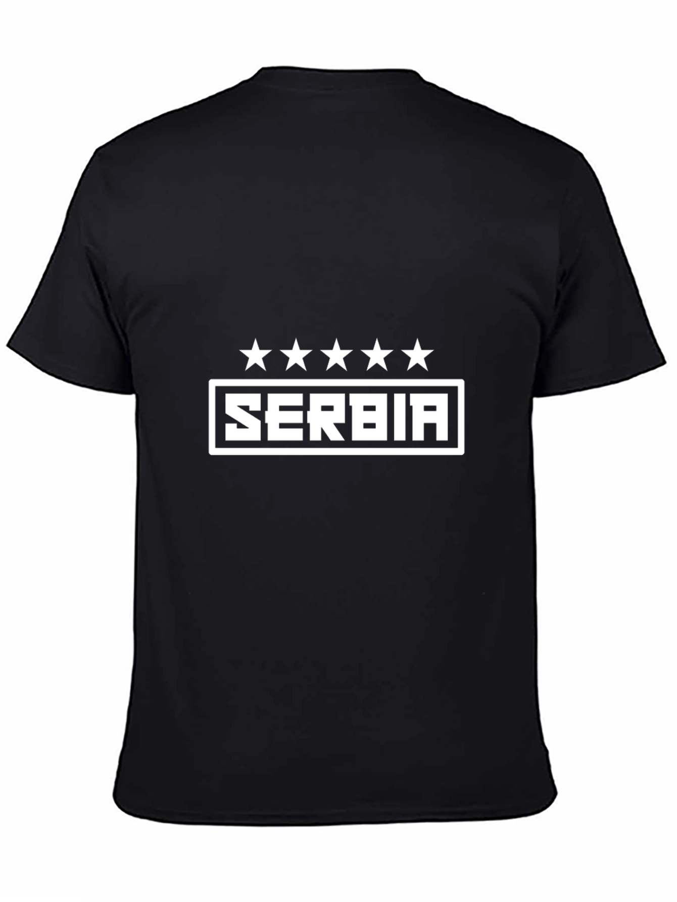 Serbia T-Shirt - Black Cotton Tee with Star Design