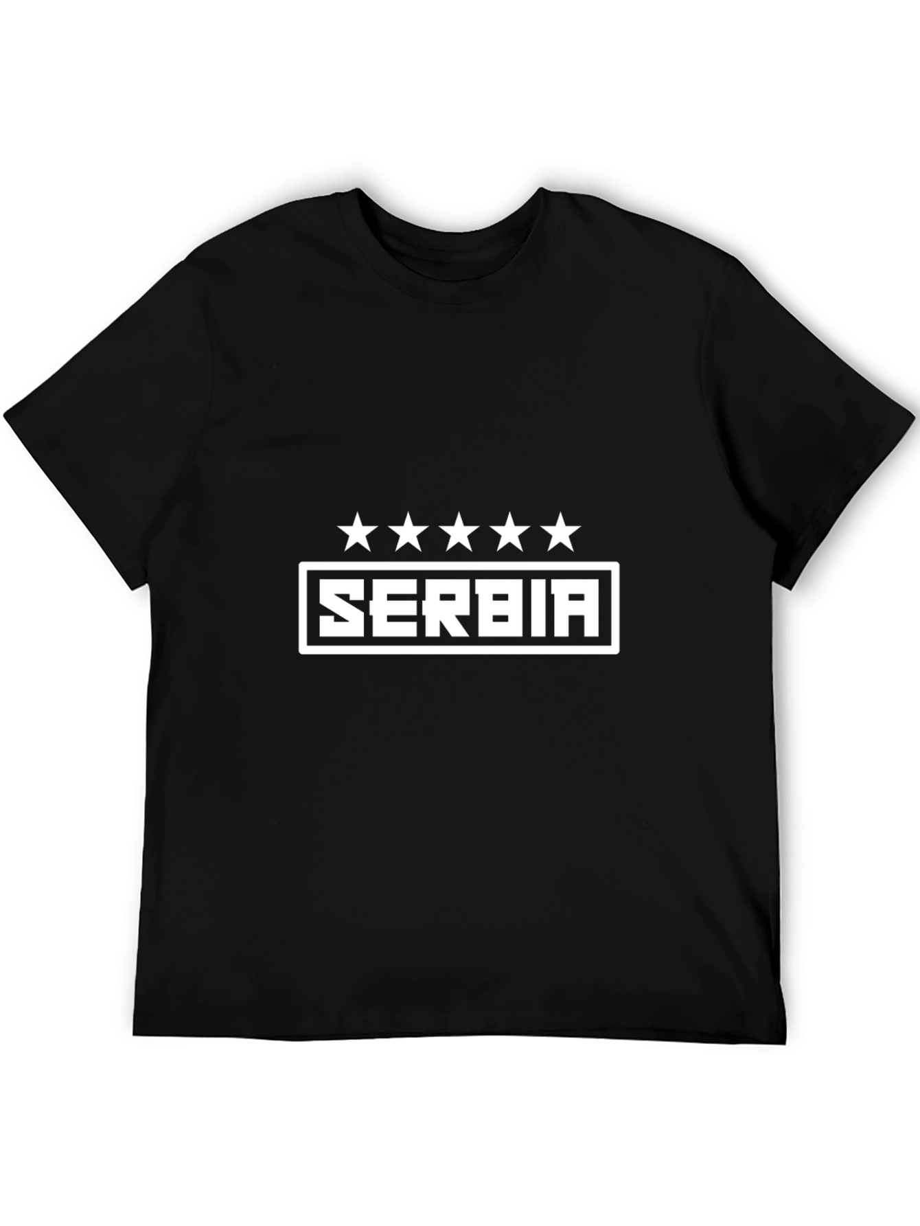 Serbia T-Shirt - Black Cotton Tee with Star Design