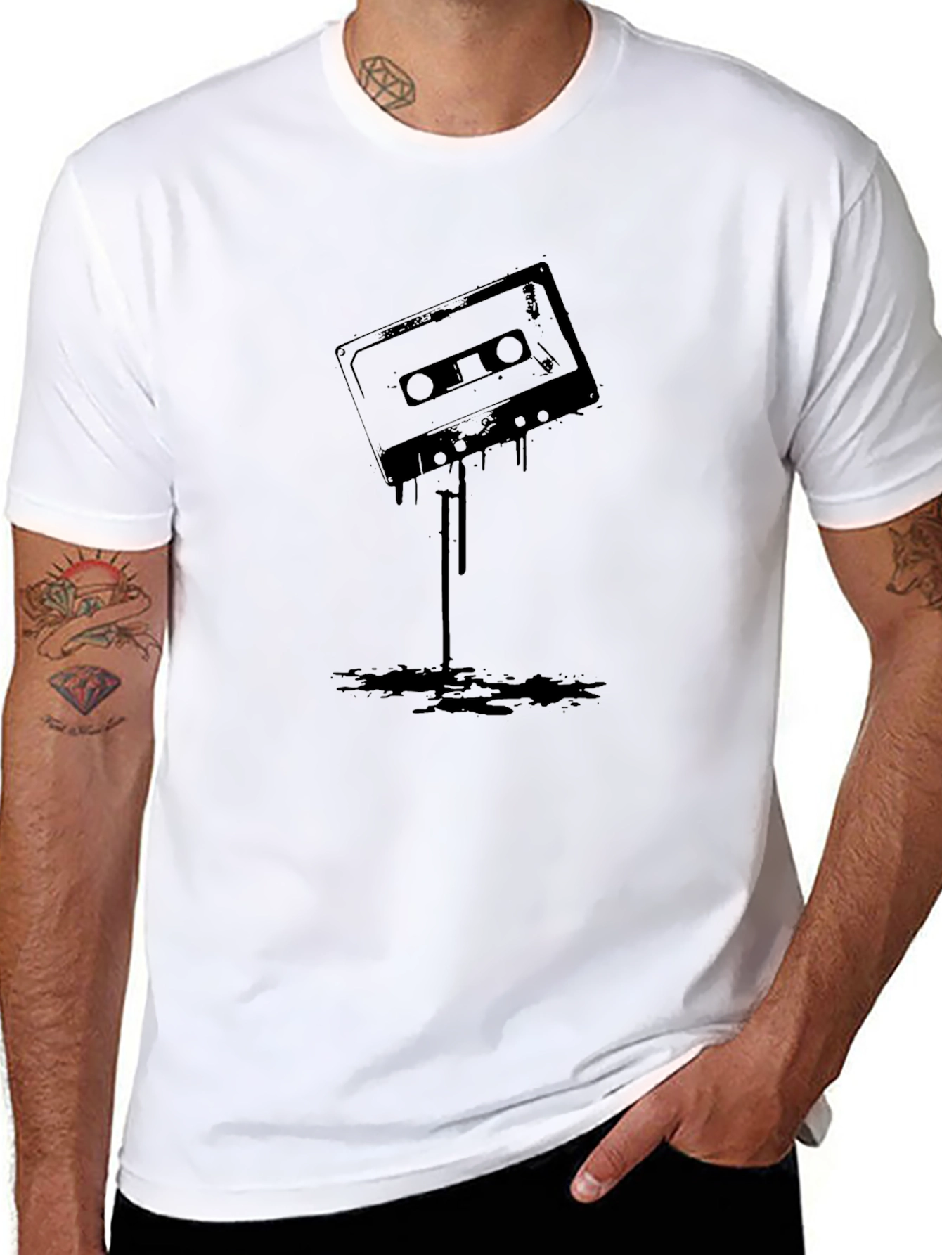 Retro Cassette Tape Graphic T-Shirt - Mens Black Tee