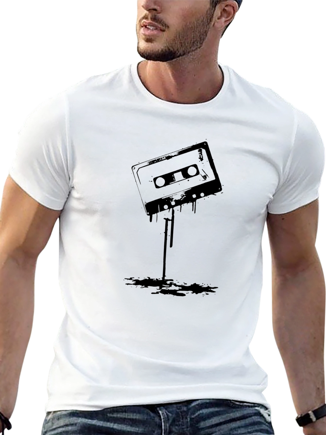 Retro Cassette Tape Graphic T-Shirt - Mens Black Tee