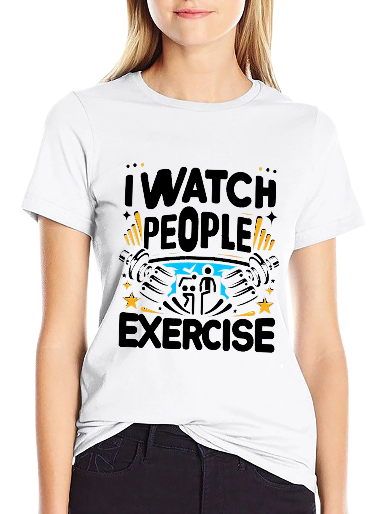 I Watch People Exercise Black T-Shirt