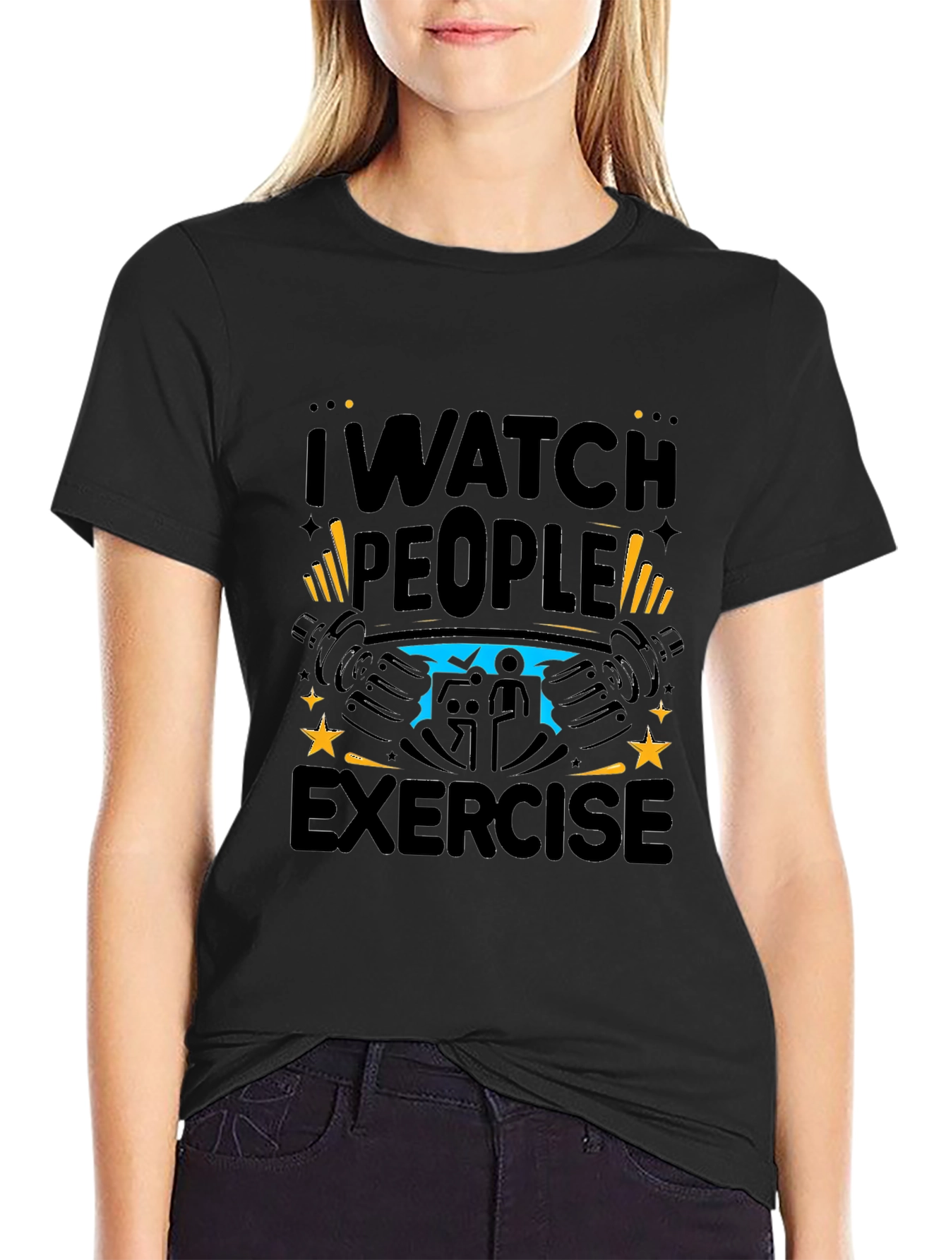 I Watch People Exercise Black T-Shirt