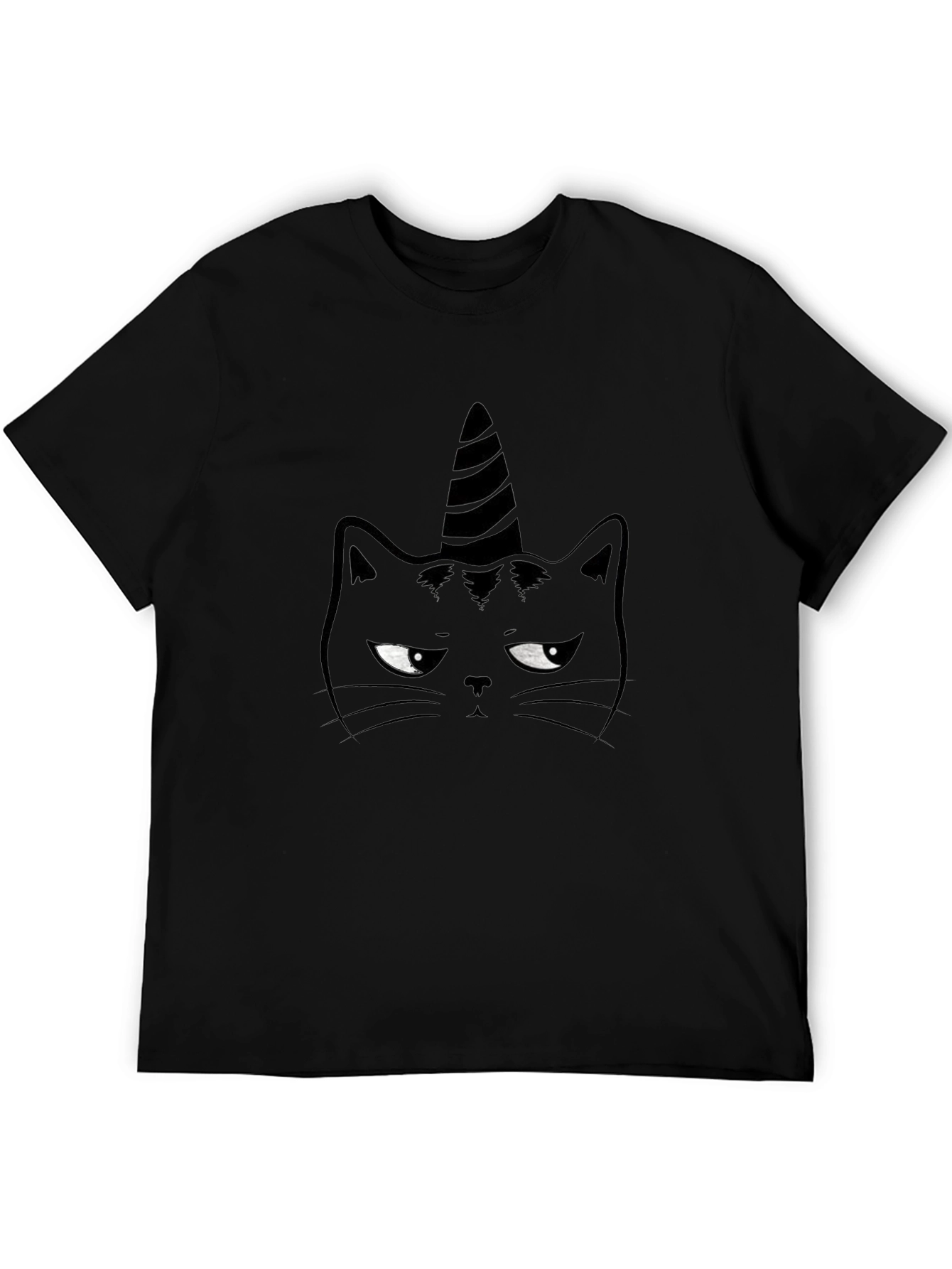 Unicorn Cat Graphic T-Shirt - Black
