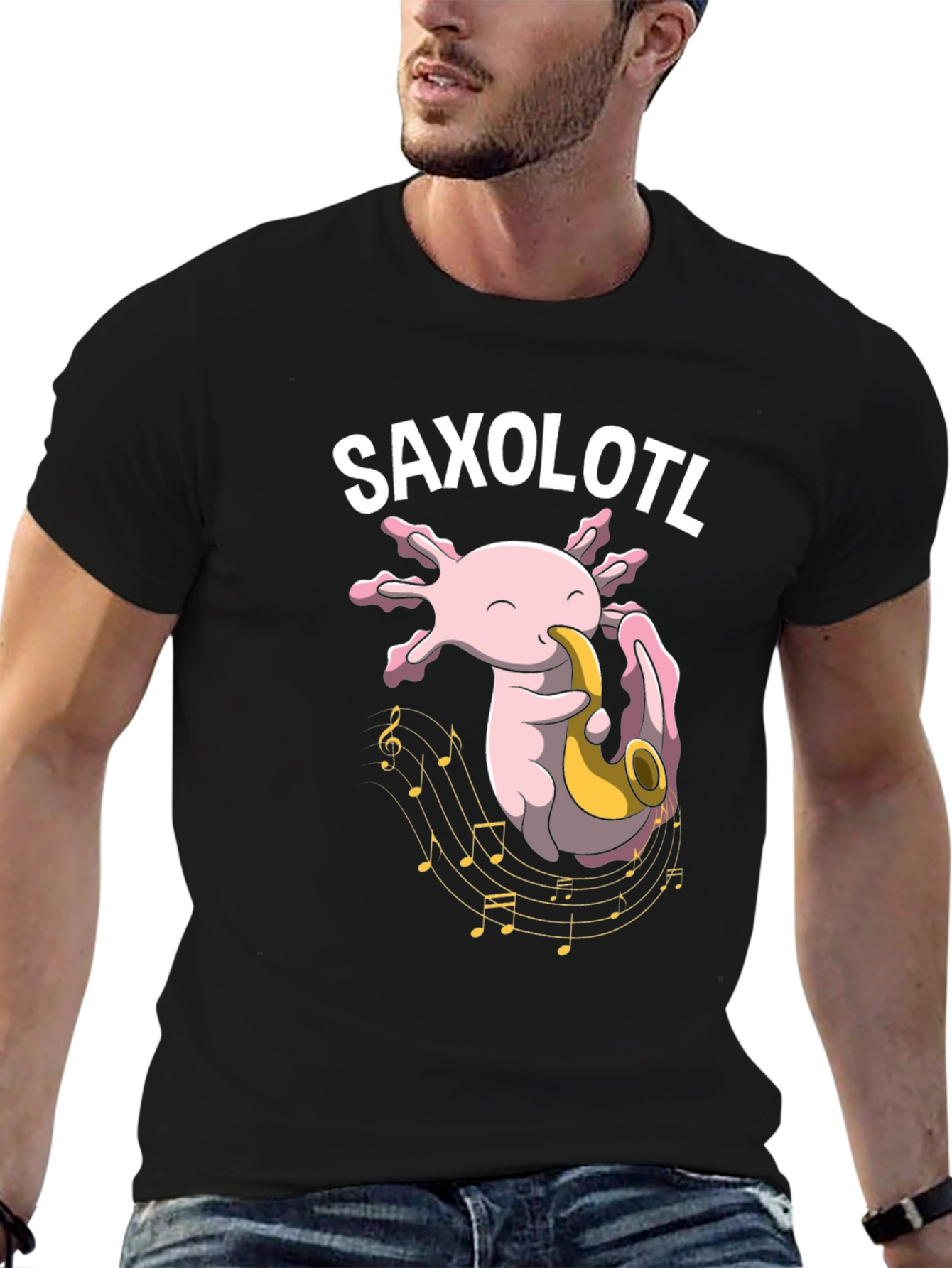 Saxolotl T-Shirt - Axolotl Saxophone Player Tee