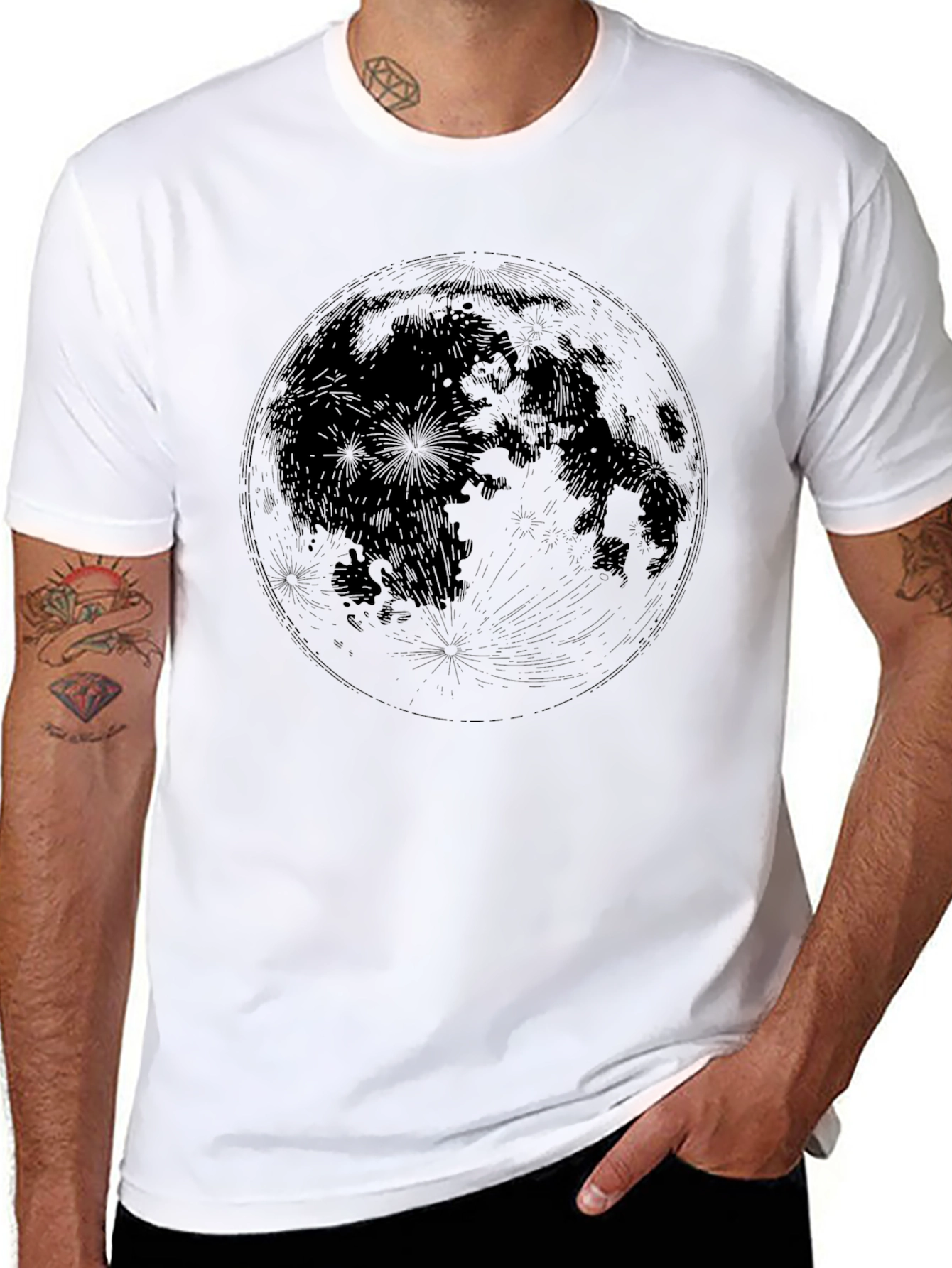 Lunar Graphic Print Crew Neck T-Shirt