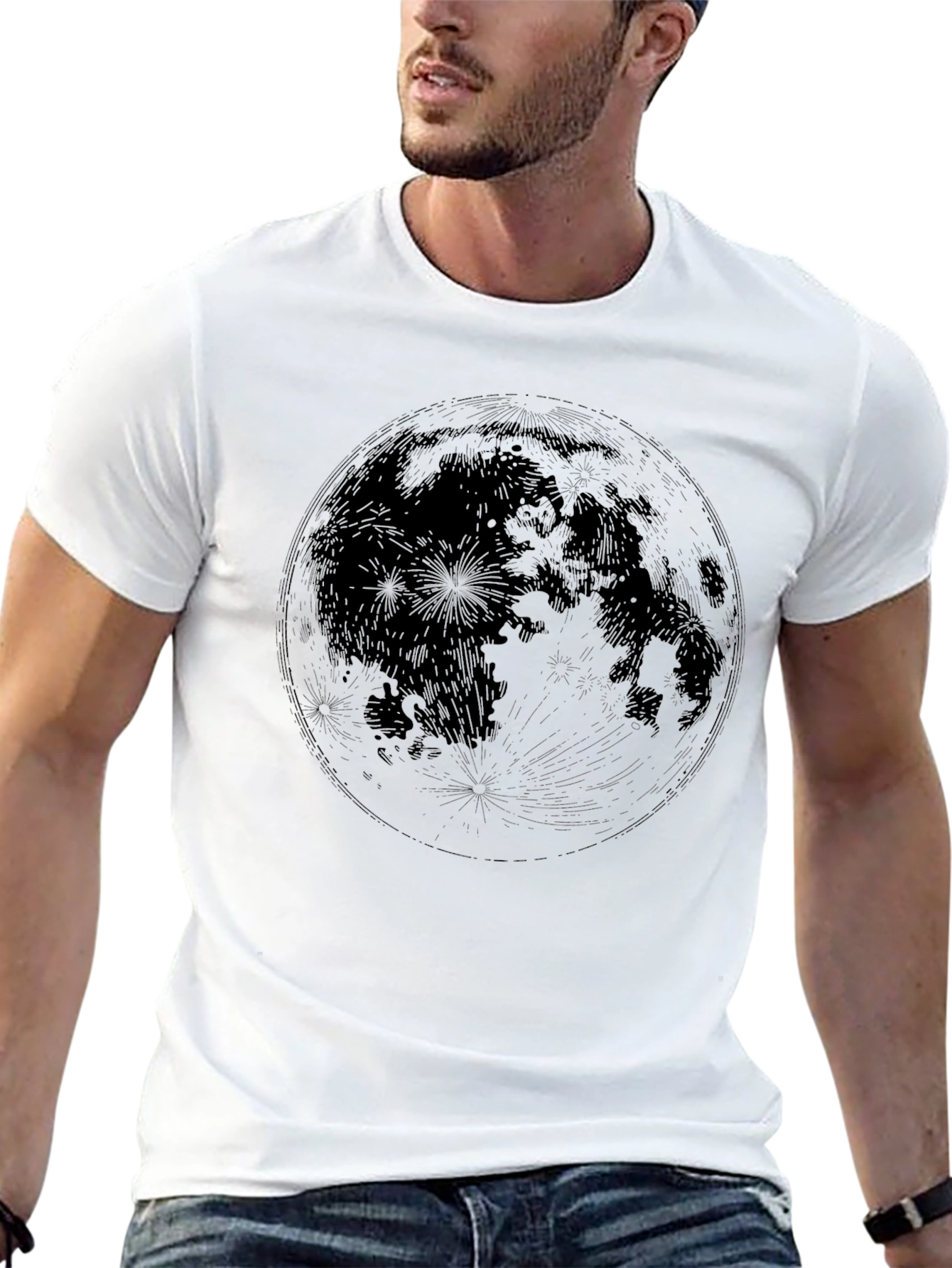 Lunar Graphic Print Crew Neck T-Shirt