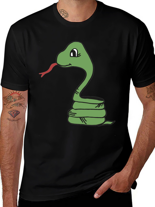 Snake Graphic Tee -  Black Cotton T-Shirt
