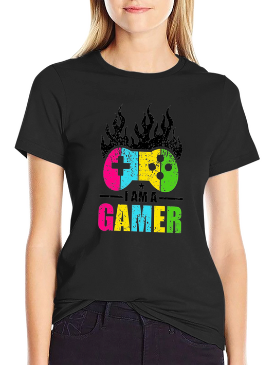 I Am A Gamer Graphic Tee - Colorful Console Design
