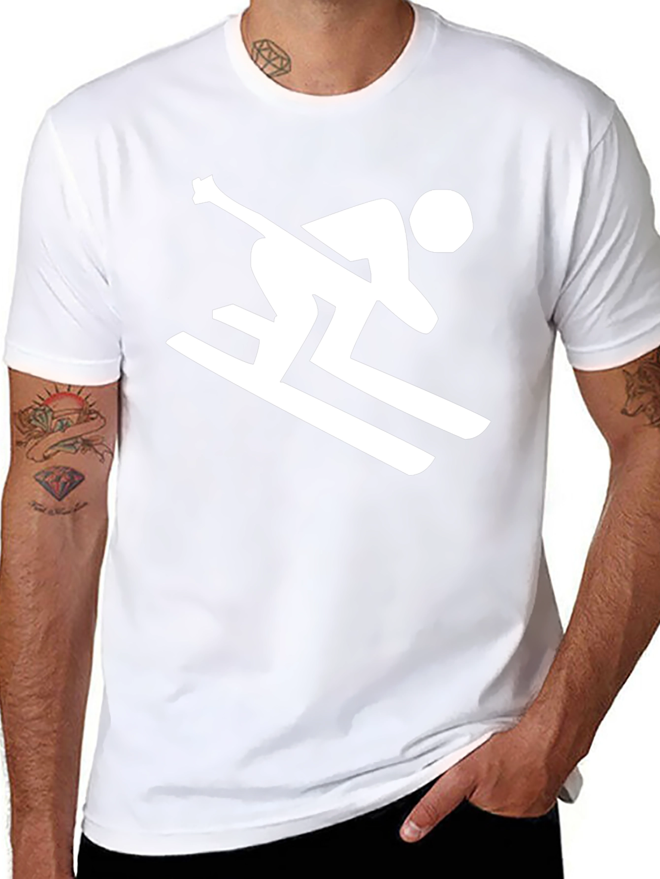 Skiing Silhouette Black T-Shirt