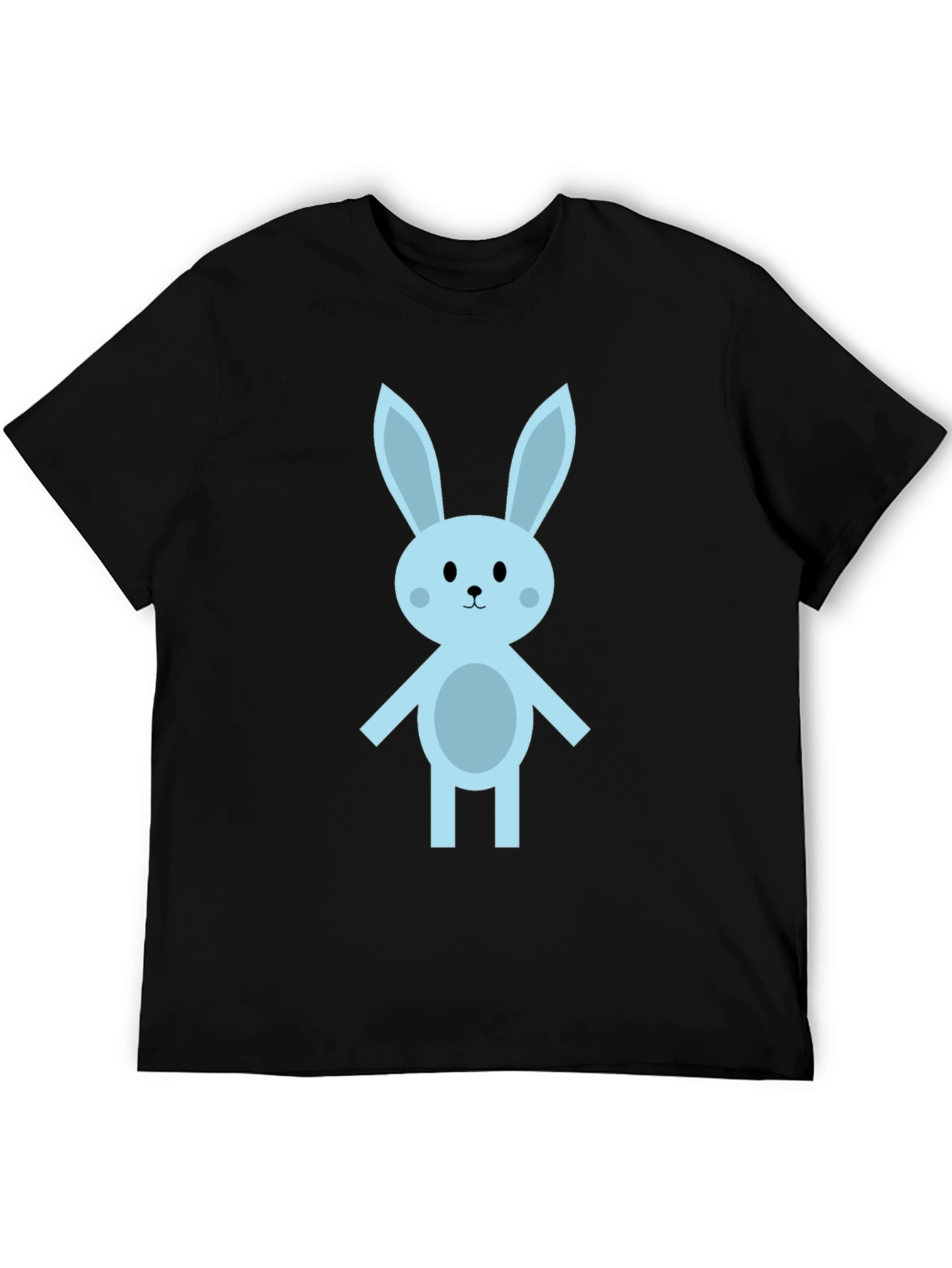 Cute Cartoon Bunny Black T-Shirt