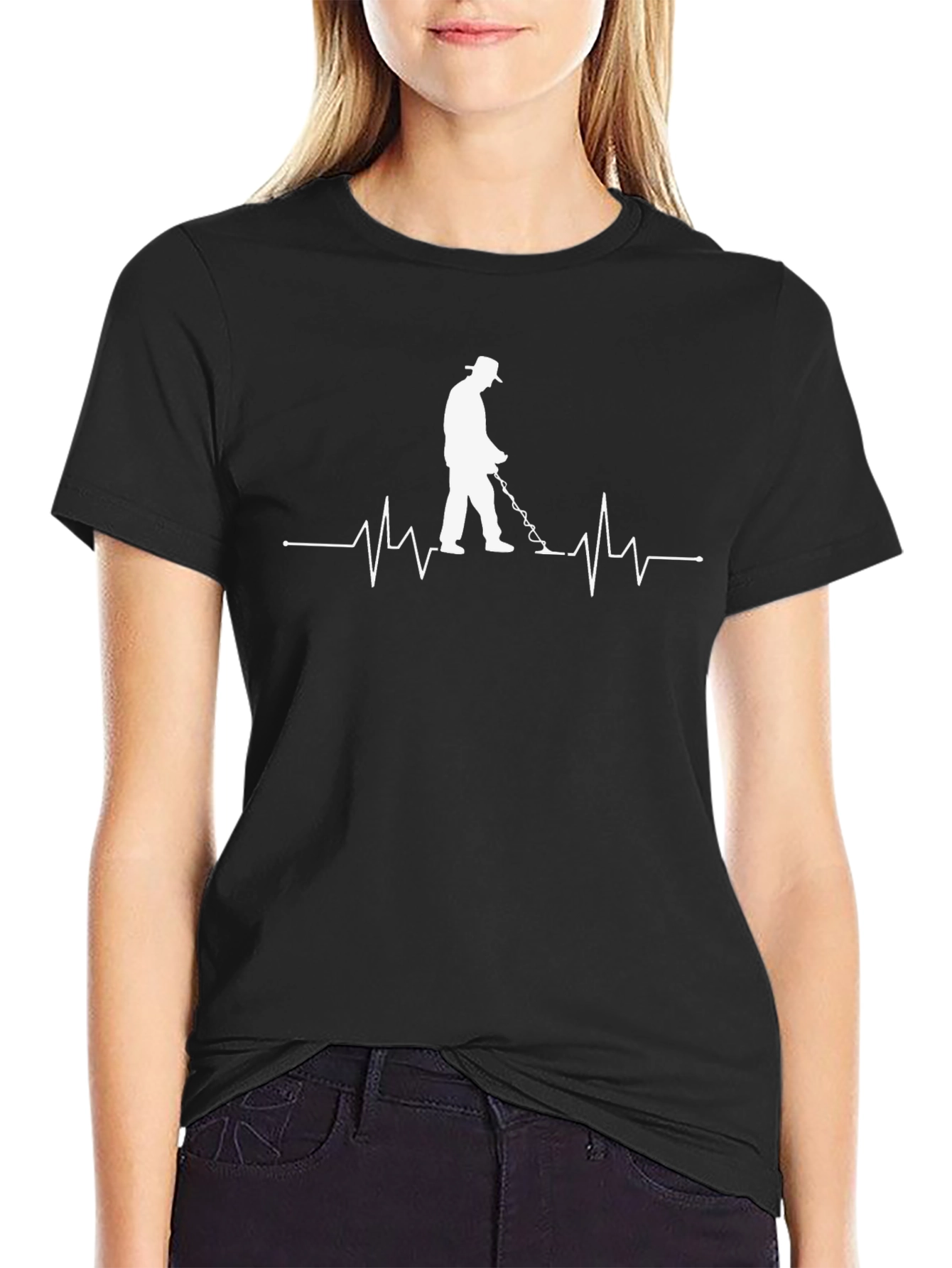 Metal Detecting Heartbeat T-Shirt - Black