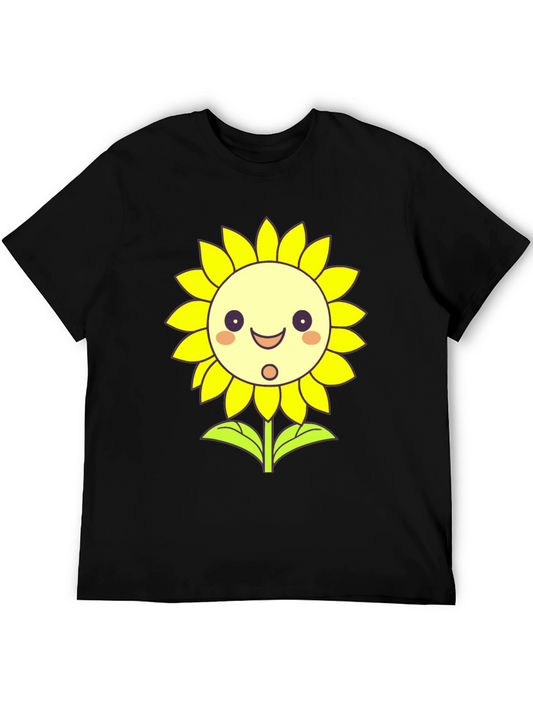 Sunflower Graphic Print Black T-Shirt