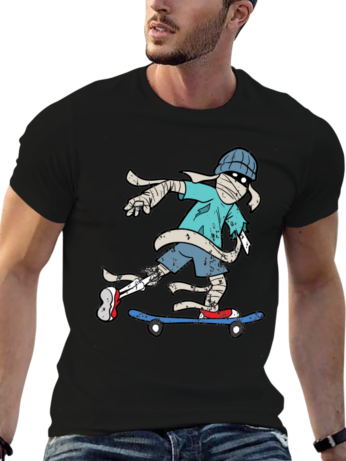Skateboarding Mummy Graphic Tee - Cool T-Shirt