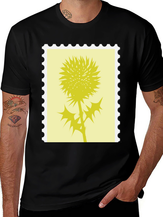 Thistle Stamp Graphic Tee - Unique Nature Design