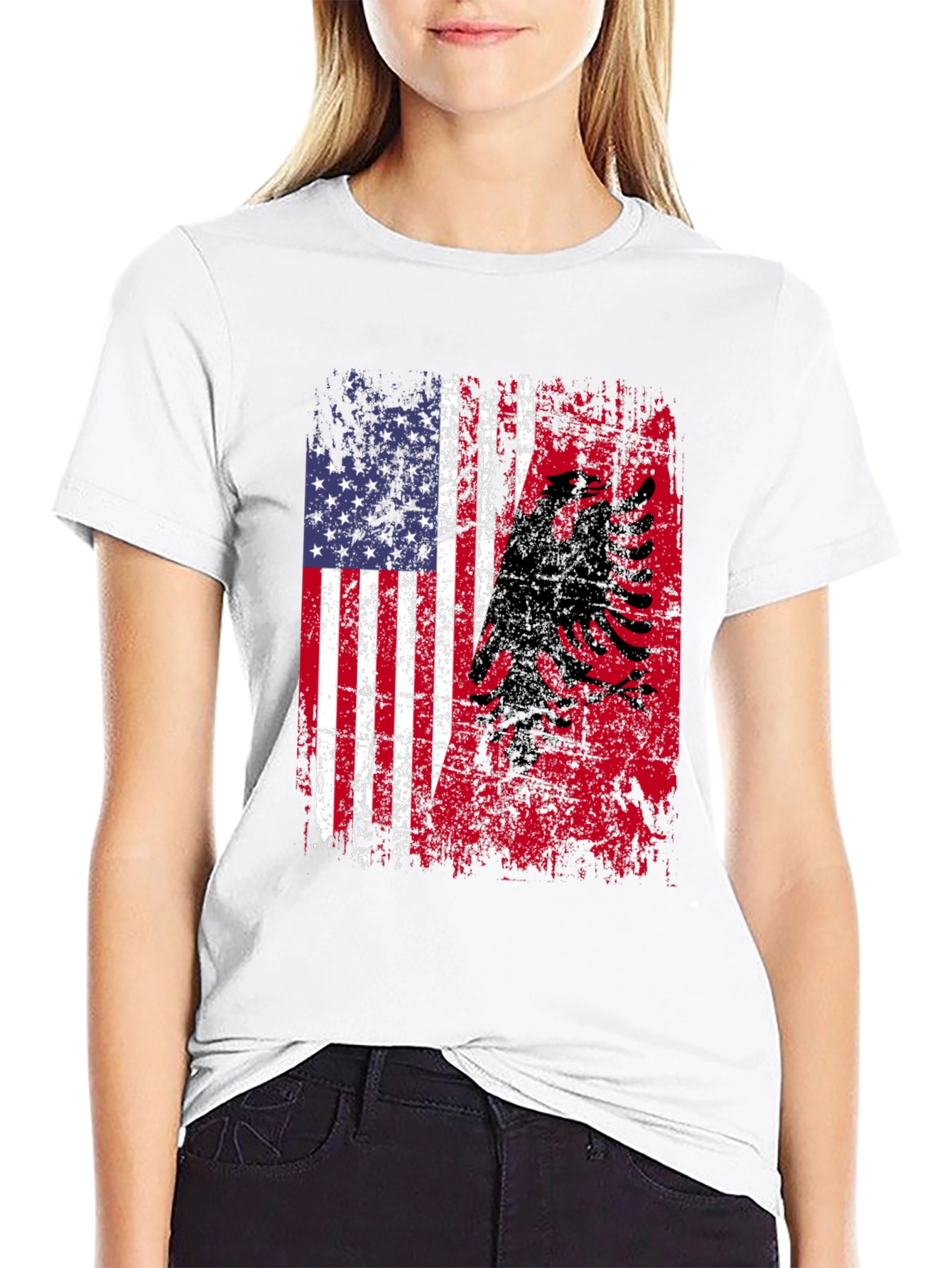 USA Albanian Flag Graphic T-Shirt
