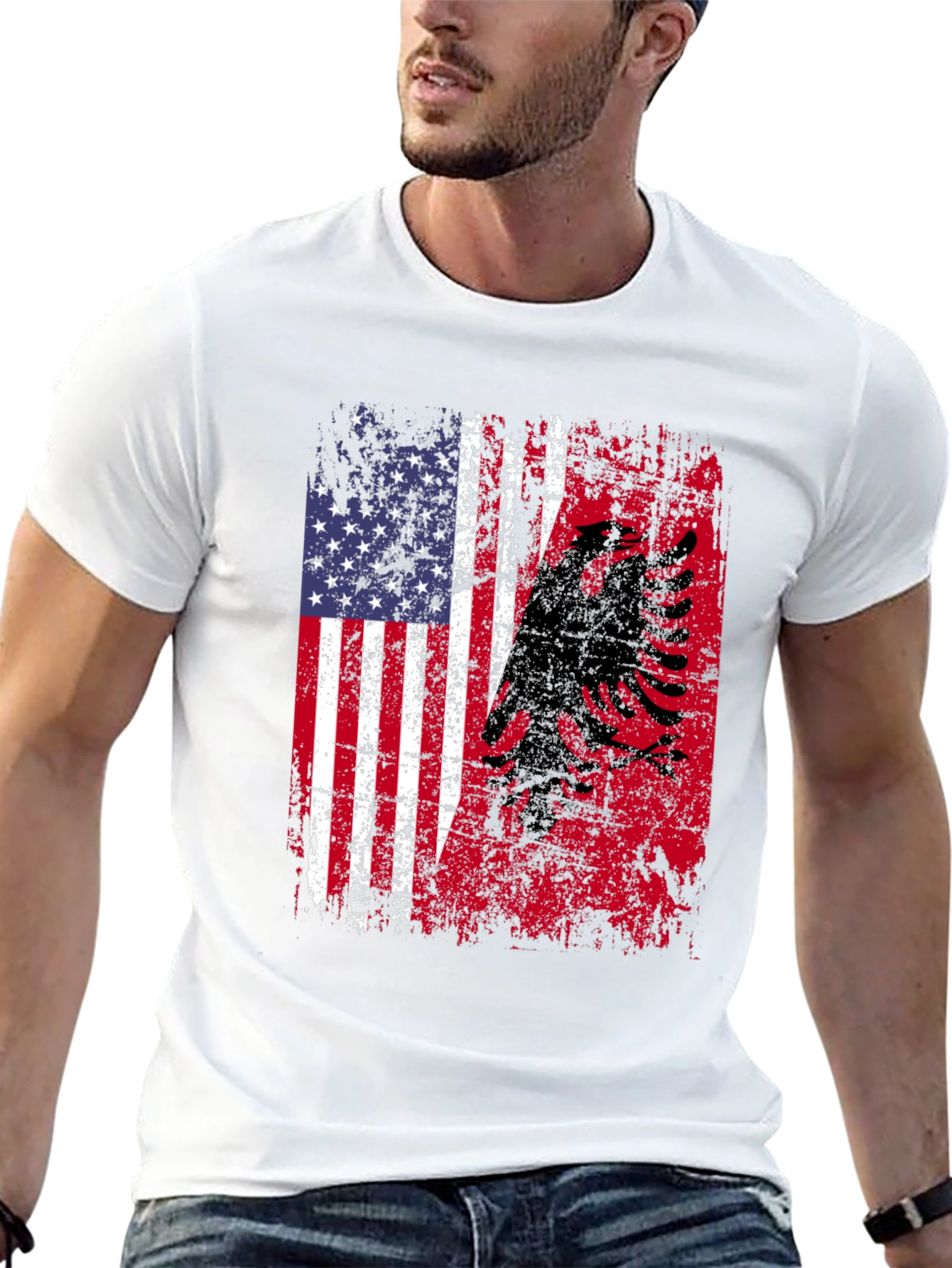 USA Albanian Flag Graphic T-Shirt