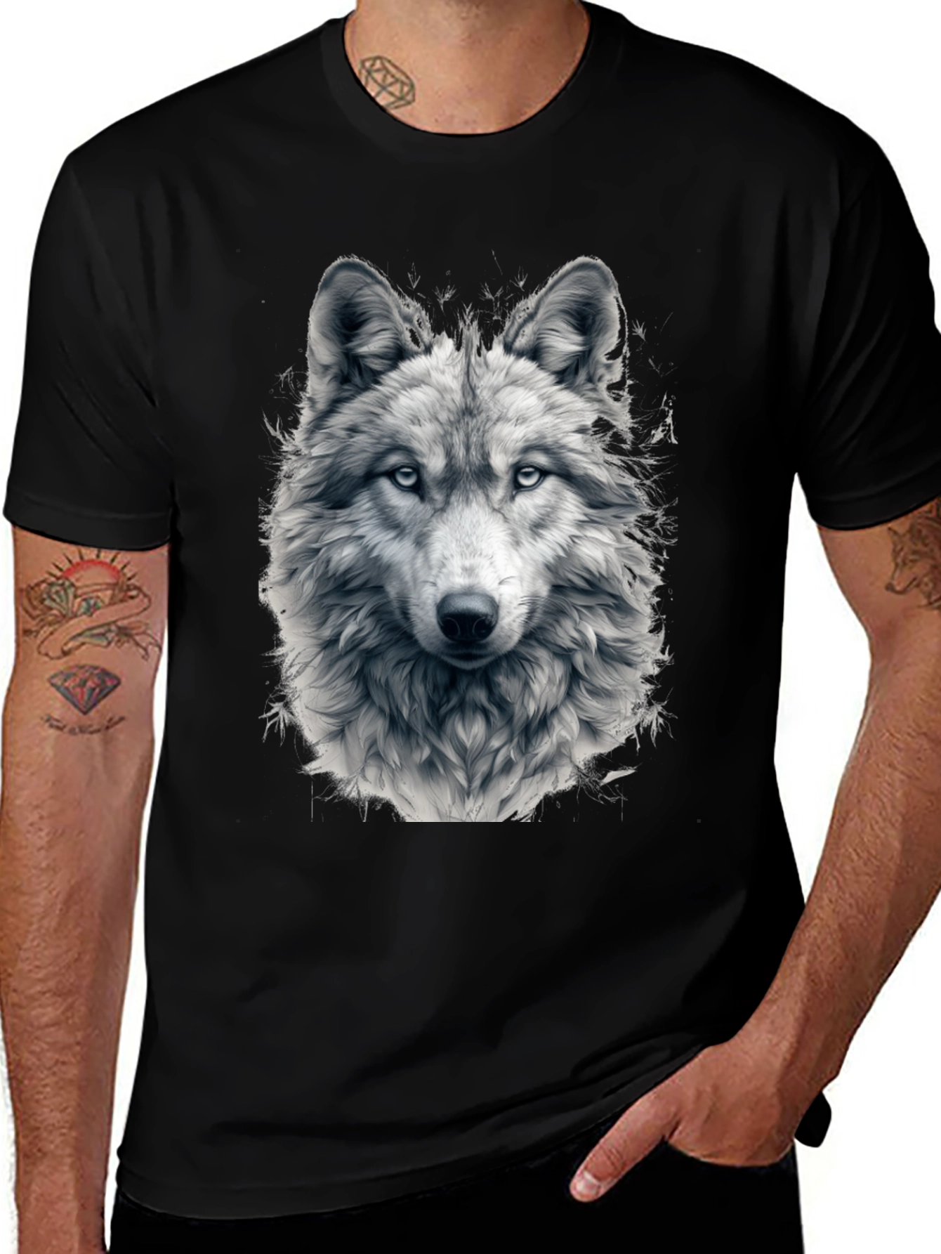 Wolf Graphic Tee - Black Cotton Blend