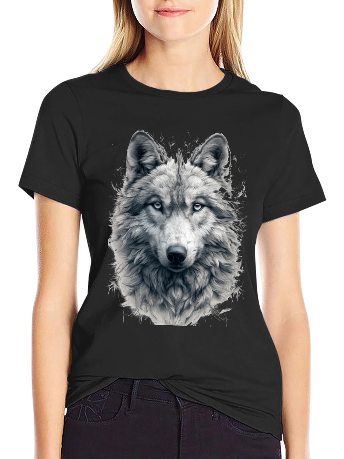 Wolf Graphic Tee - Black Cotton Blend