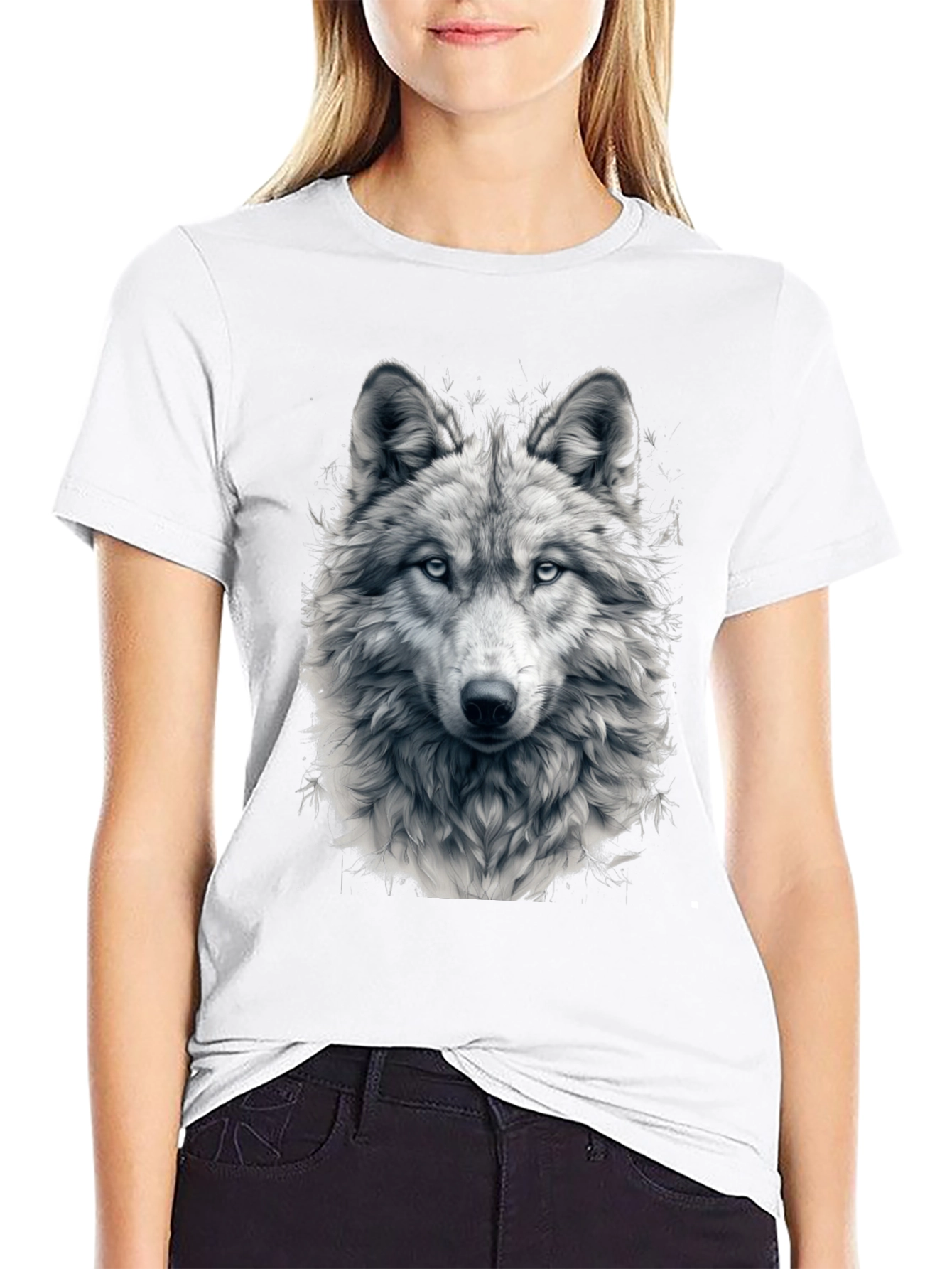 Wolf Graphic Tee - Black Cotton Blend