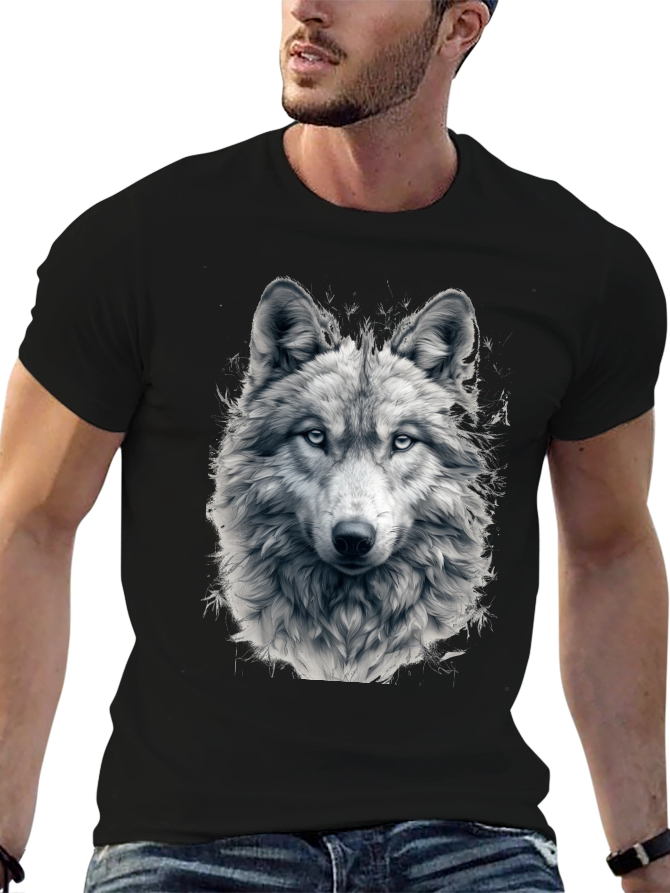 Wolf Graphic Tee - Black Cotton Blend