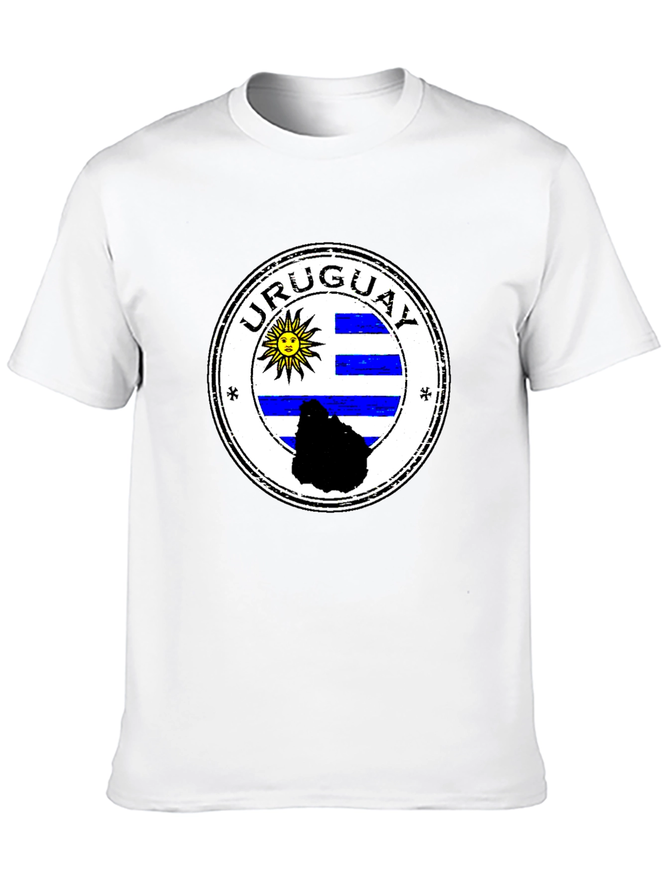 Uruguay Flag Graphic Tee - Black Cotton T-Shirt