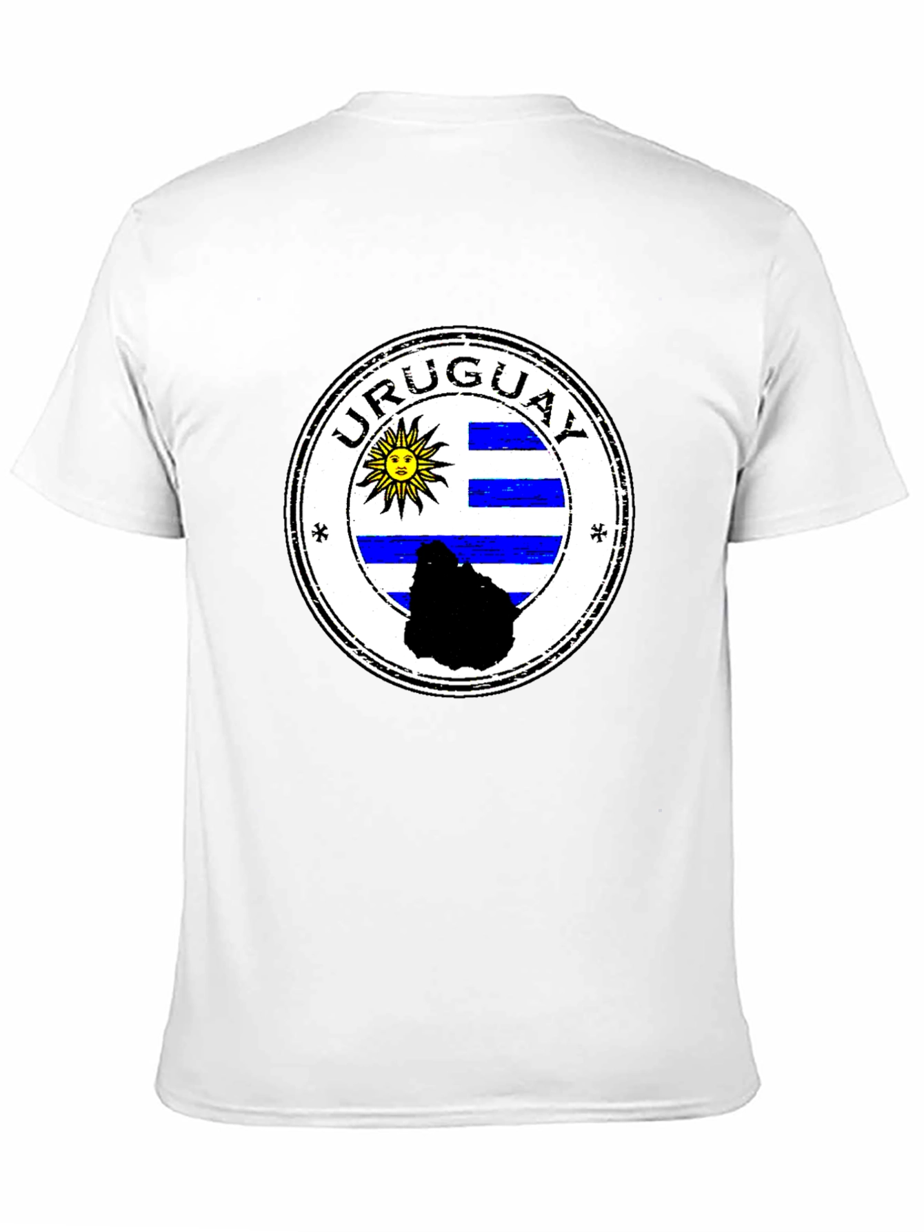 Uruguay Flag Graphic Tee - Black Cotton T-Shirt