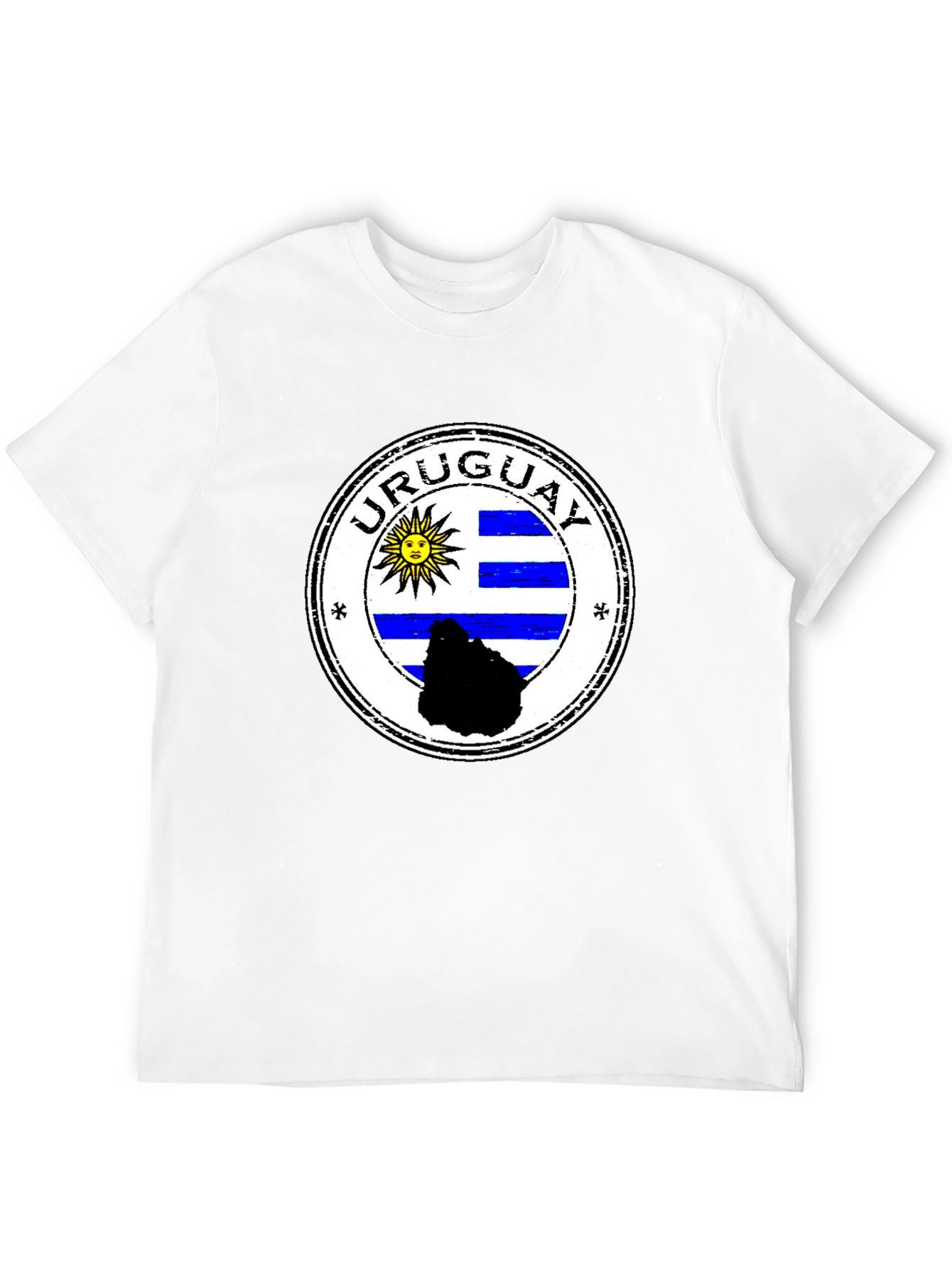 Uruguay Flag Graphic Tee - Black Cotton T-Shirt