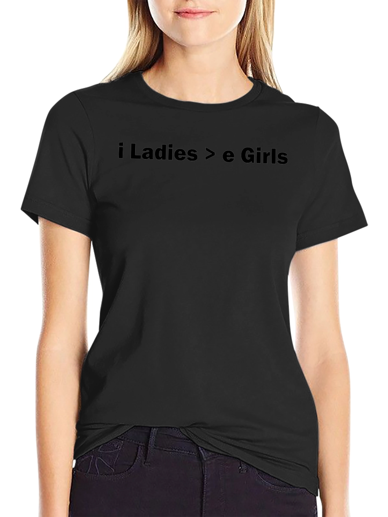 i Ladies > e Girls Black Graphic Tee