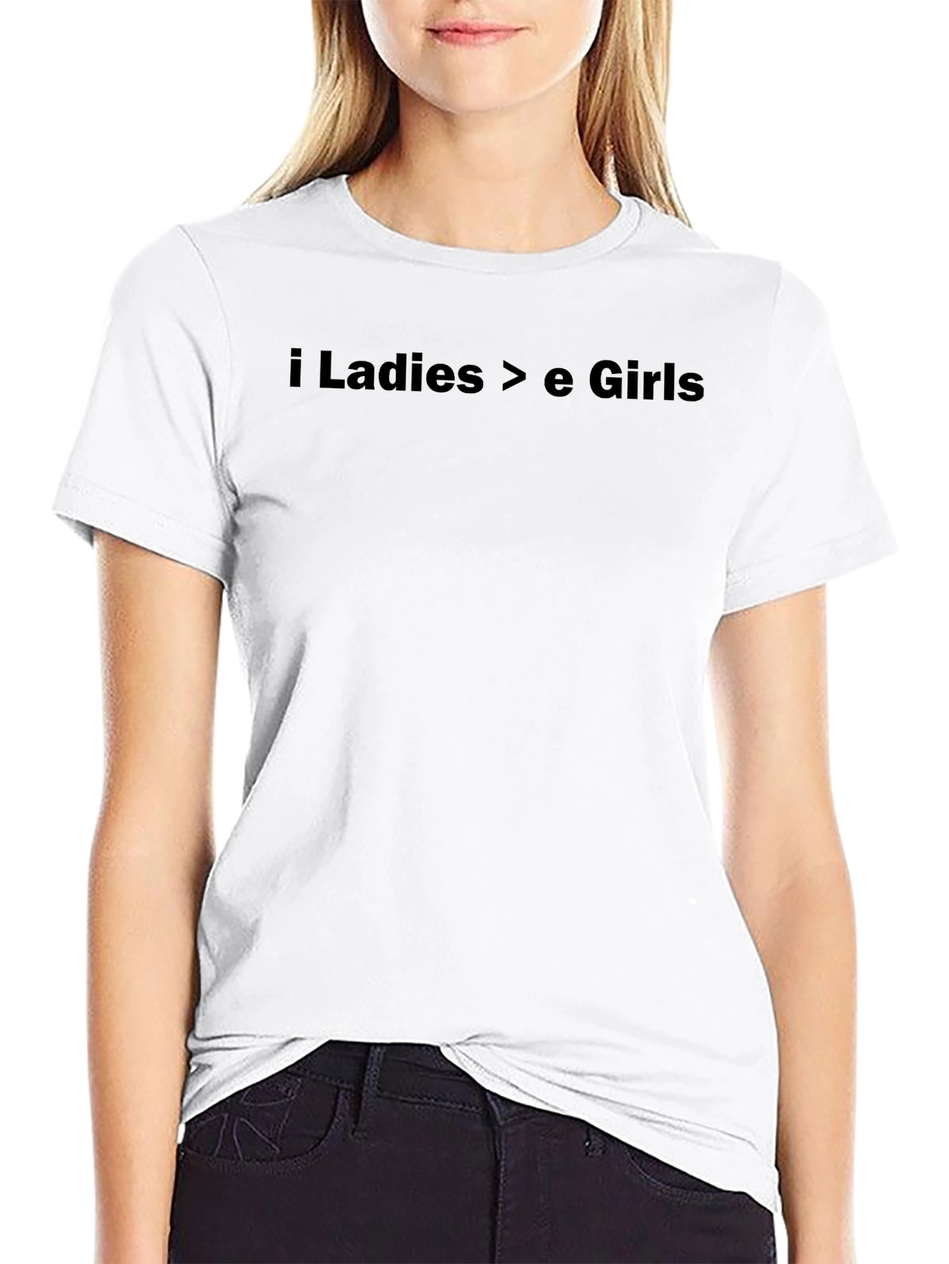 i Ladies > e Girls Black Graphic Tee