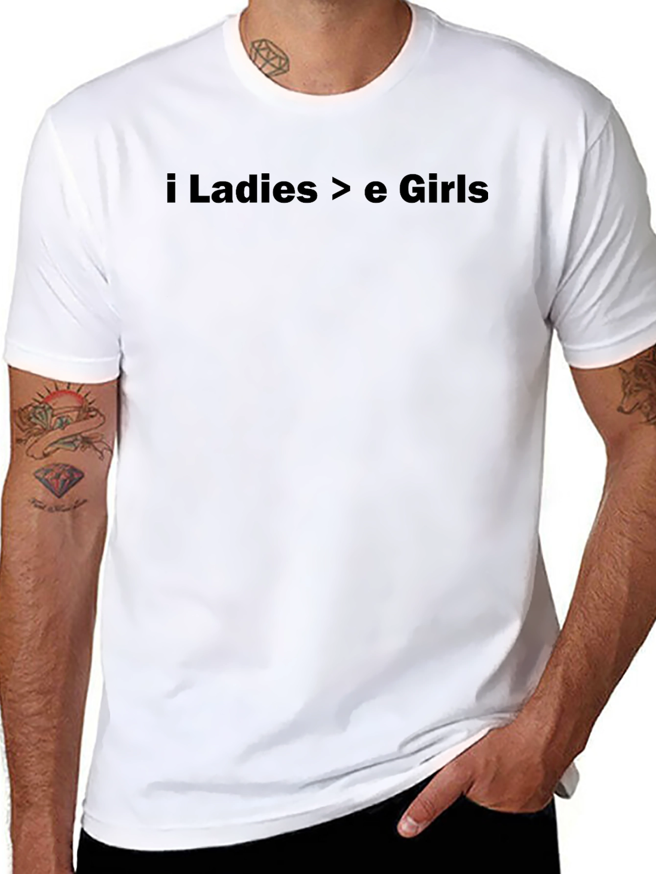 i Ladies > e Girls Black Graphic Tee