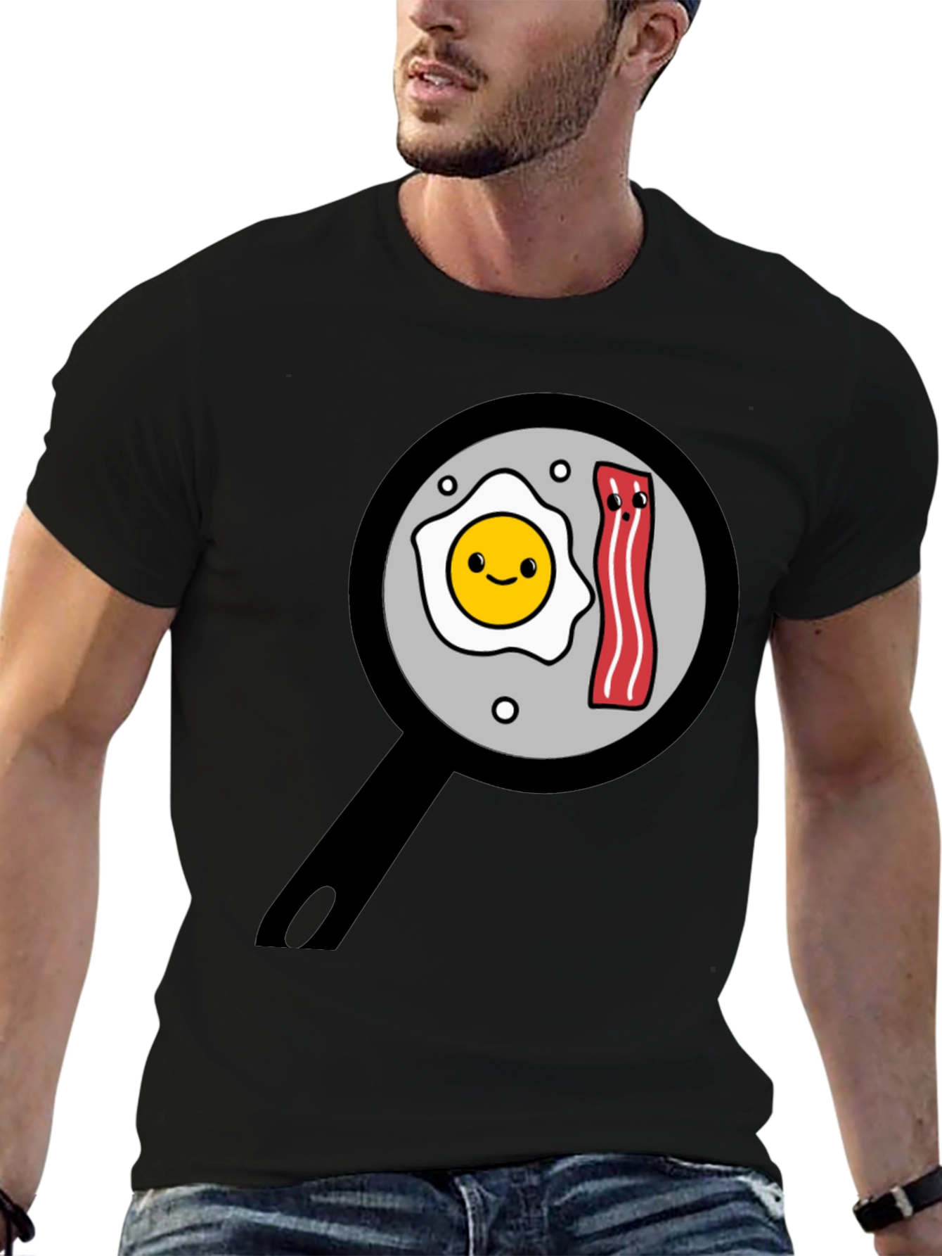 Funny Breakfast T-Shirt - Egg and Bacon Pan Design