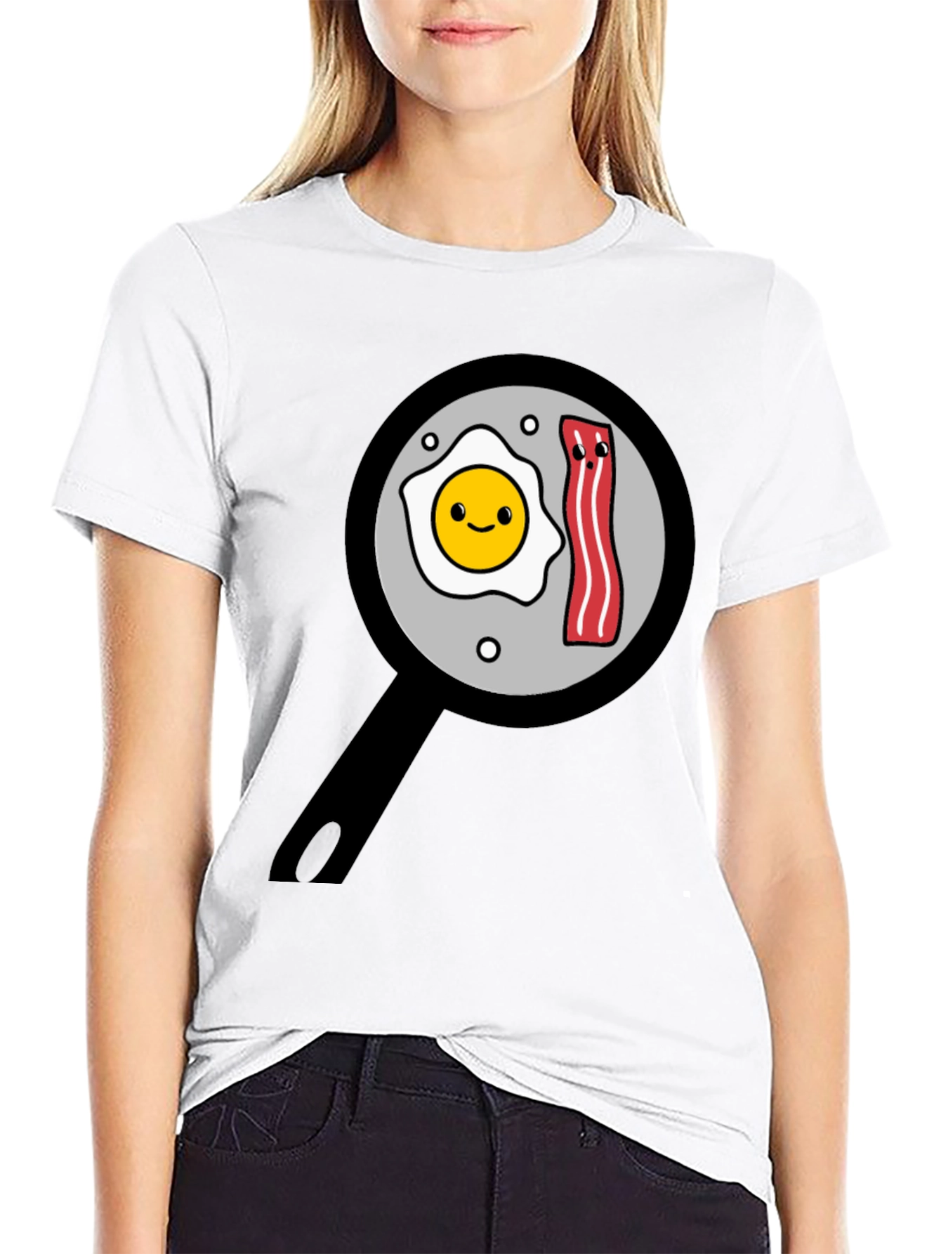 Funny Breakfast T-Shirt - Egg and Bacon Pan Design