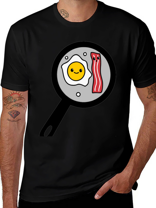 Funny Breakfast T-Shirt - Egg and Bacon Pan Design